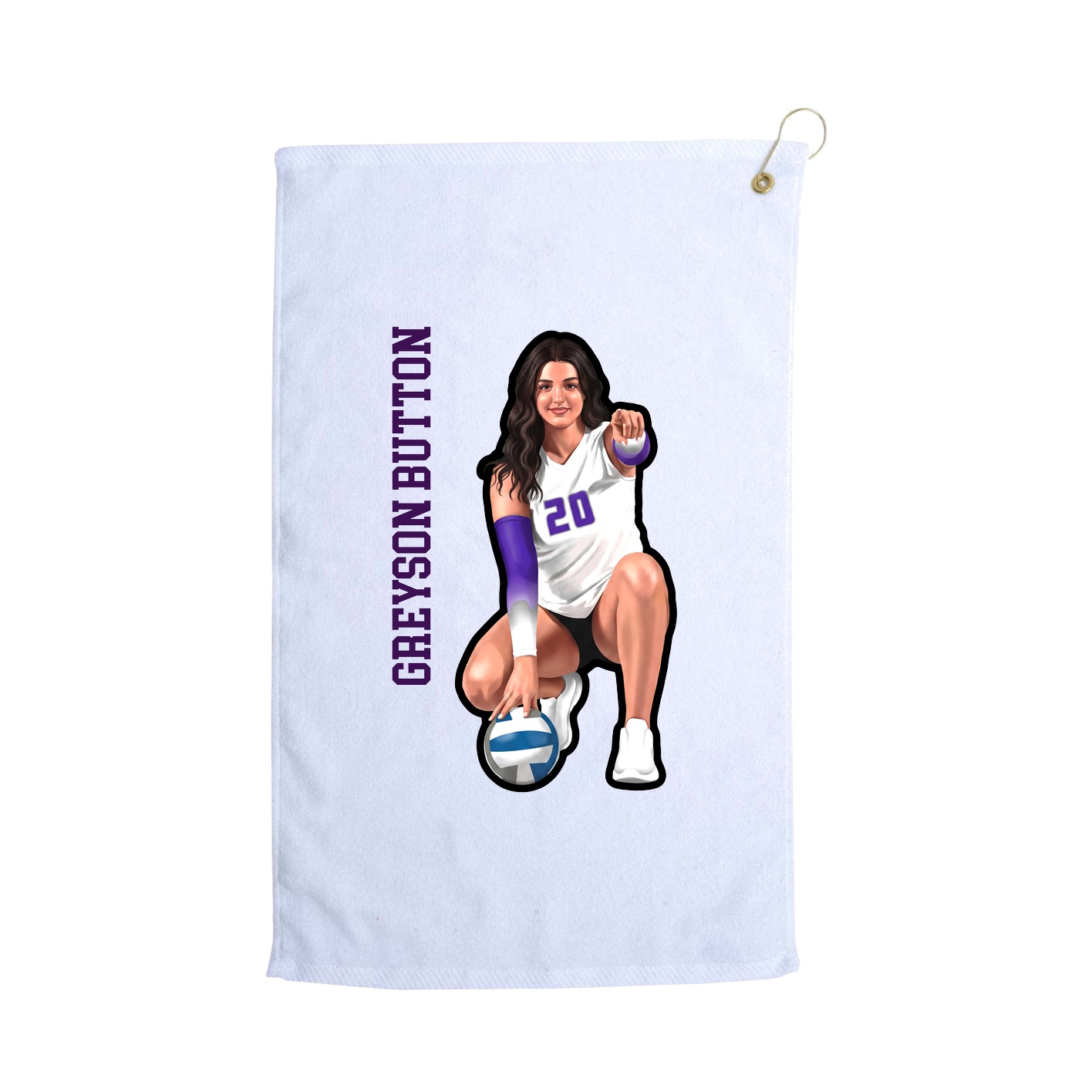 Golf Towel — Name Vertical in White