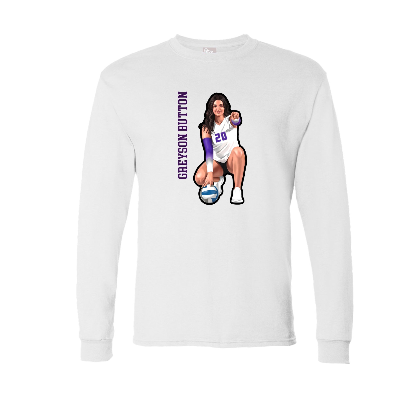 Long Sleeve Tee — Name Vertical in White