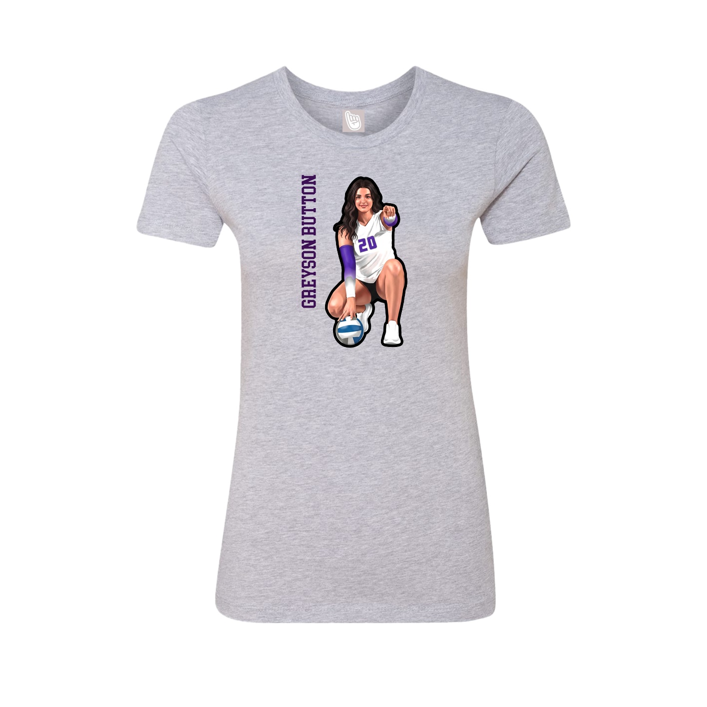 Womens Tee — Name Vertical in Grey