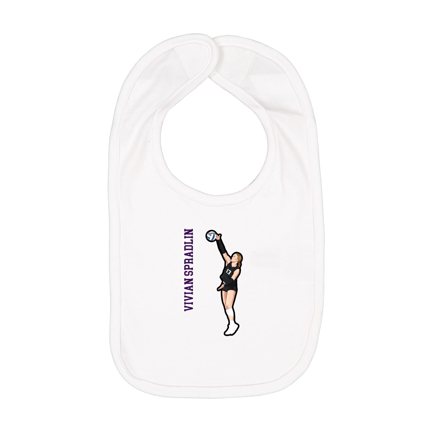 Infant Bib — Name Vertical in White