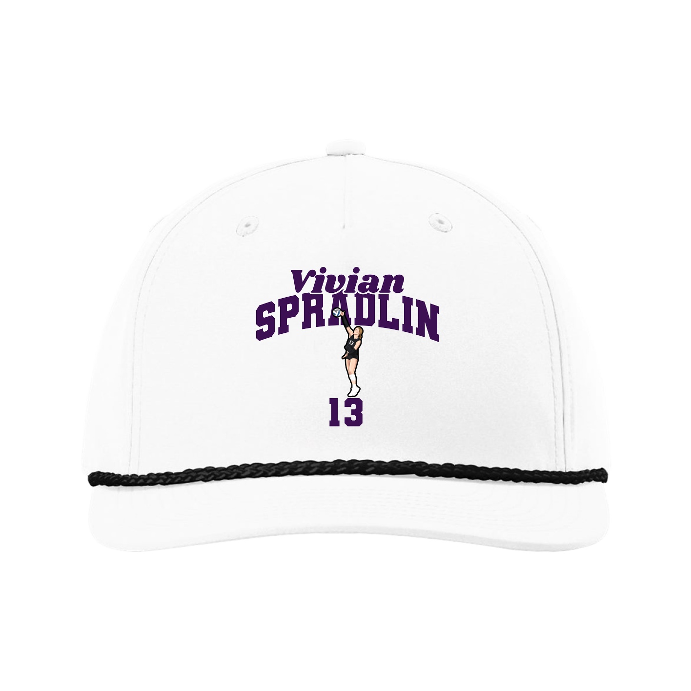Five-Panel Classic Rope Cap — Signature Arch in White