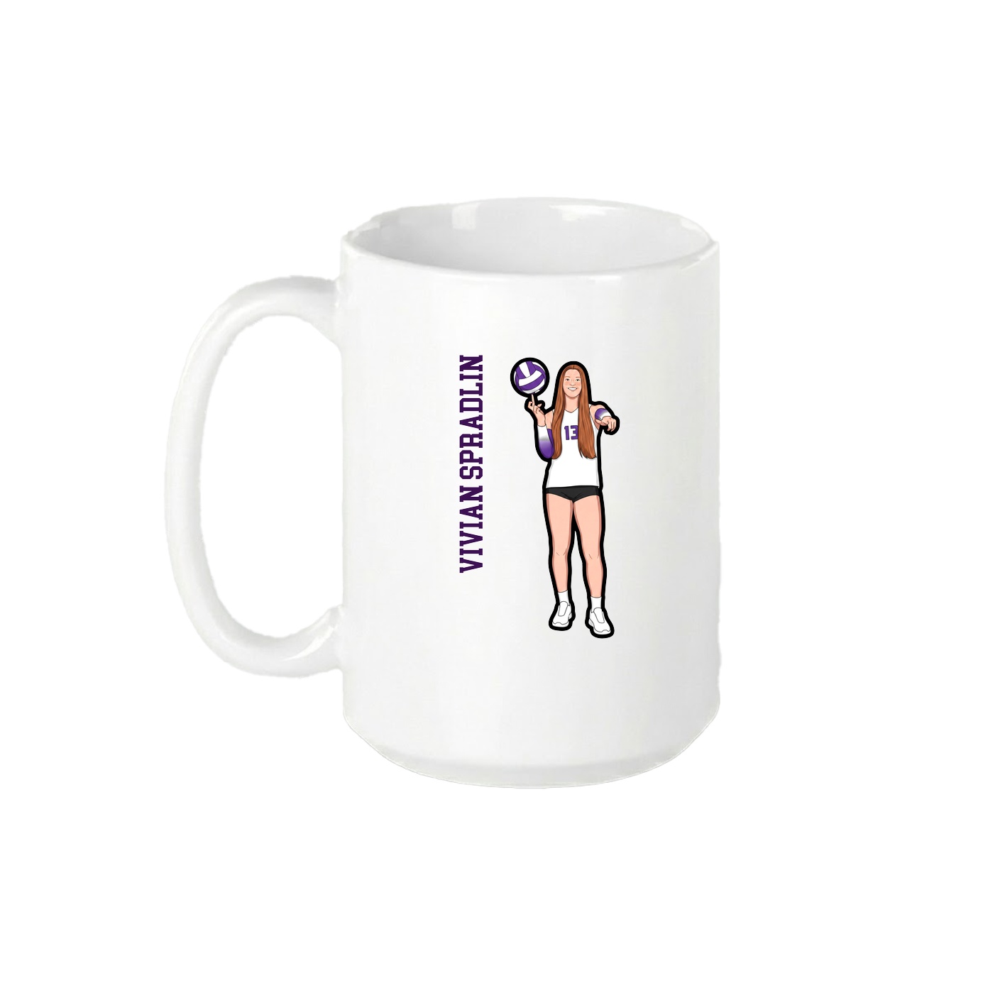 15oz Coffee Mug — Name Vertical in White