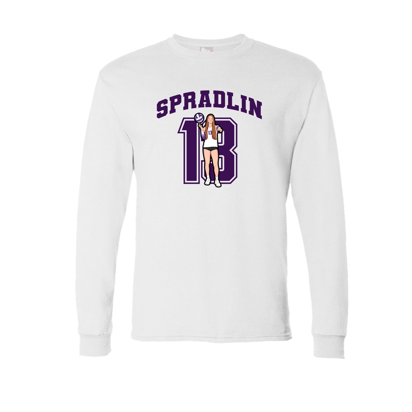 Long Sleeve Tee — Number in White