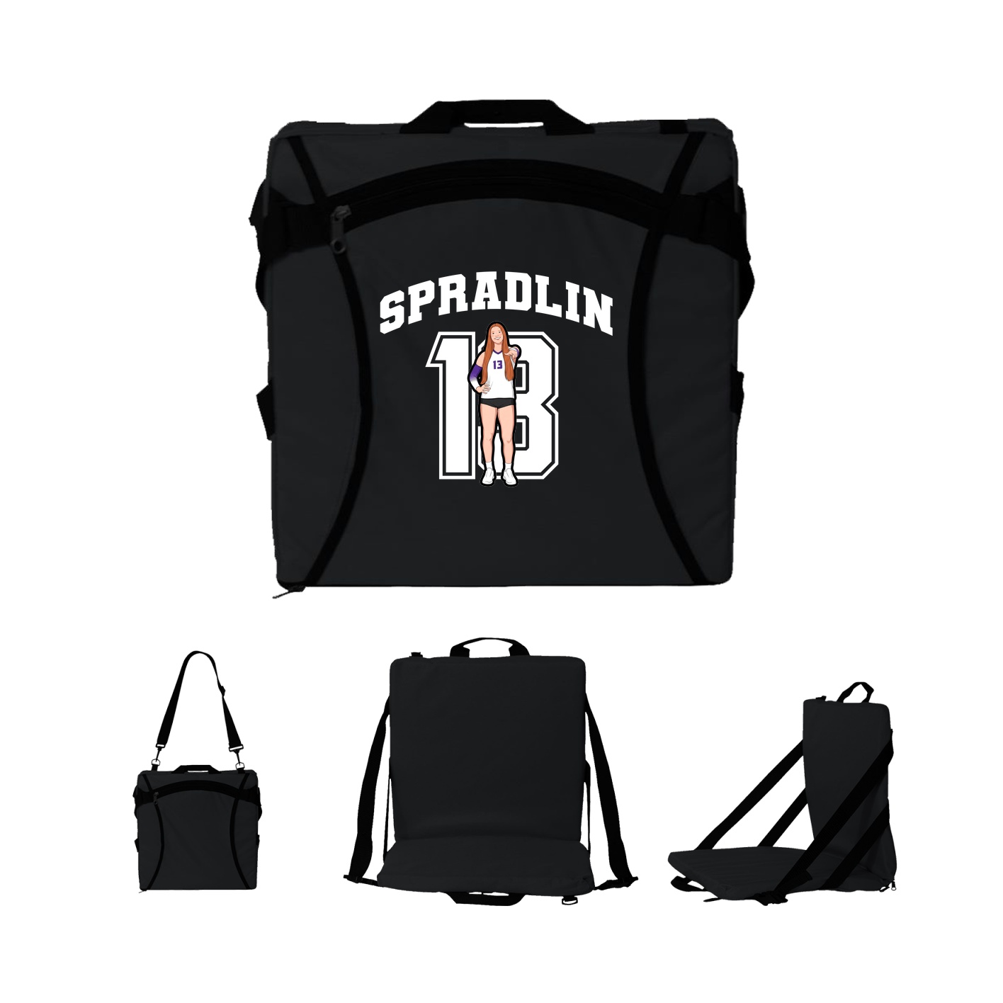 Folding Stadium Seat — Number in Black