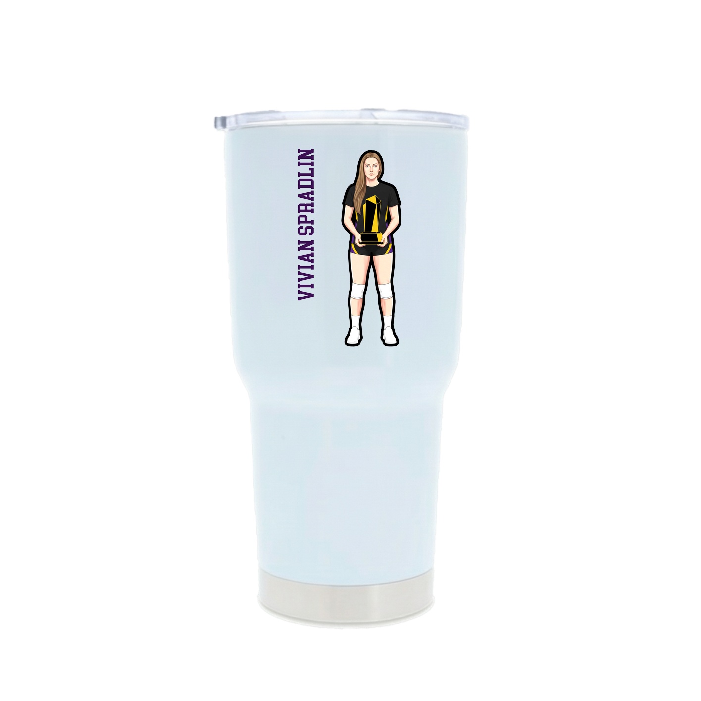 30oz Stainless Steel Tumbler — Name Vertical in White