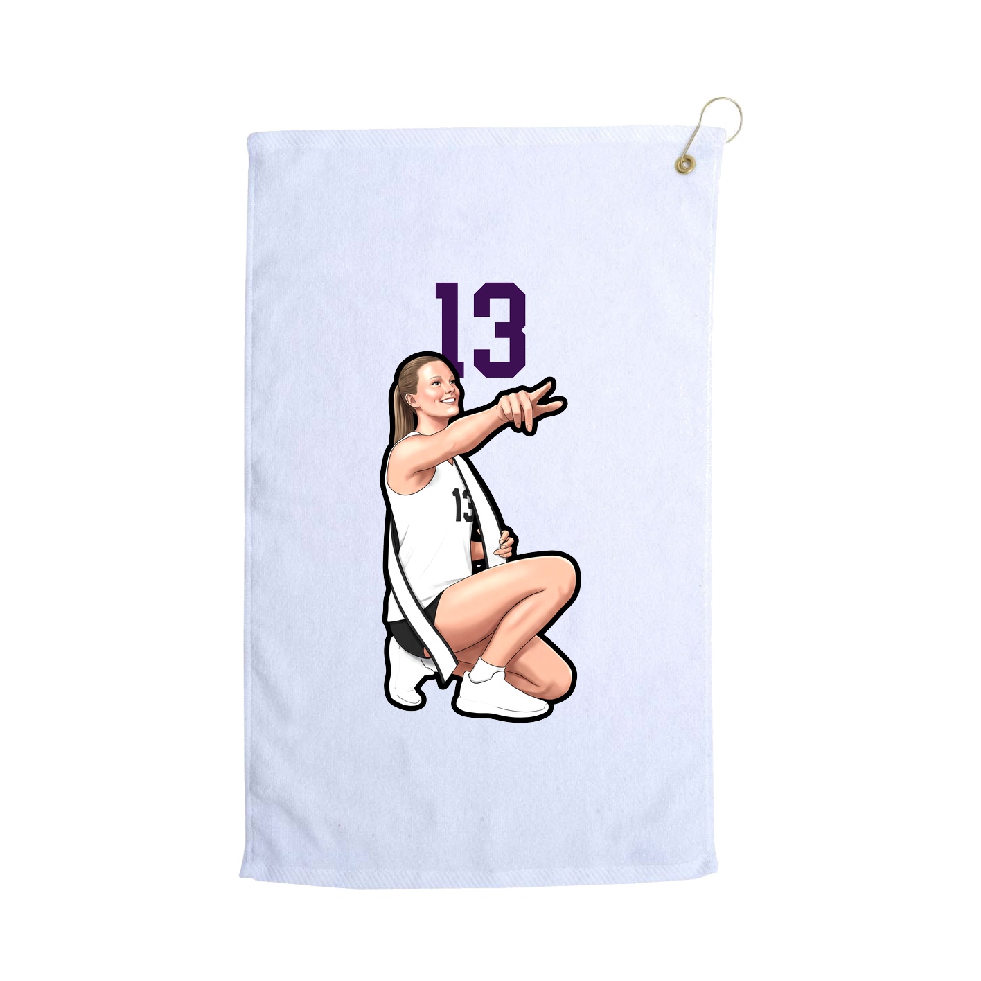 Golf Towel — Number Top in White