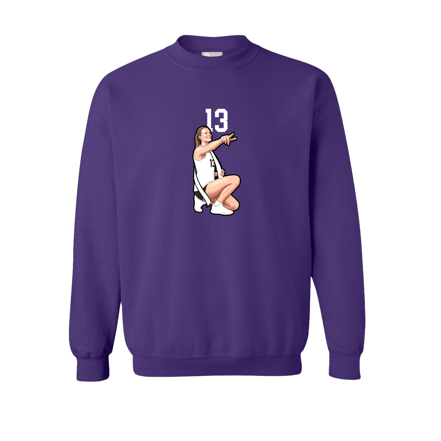 Fleece Crew — Number Top in Purple