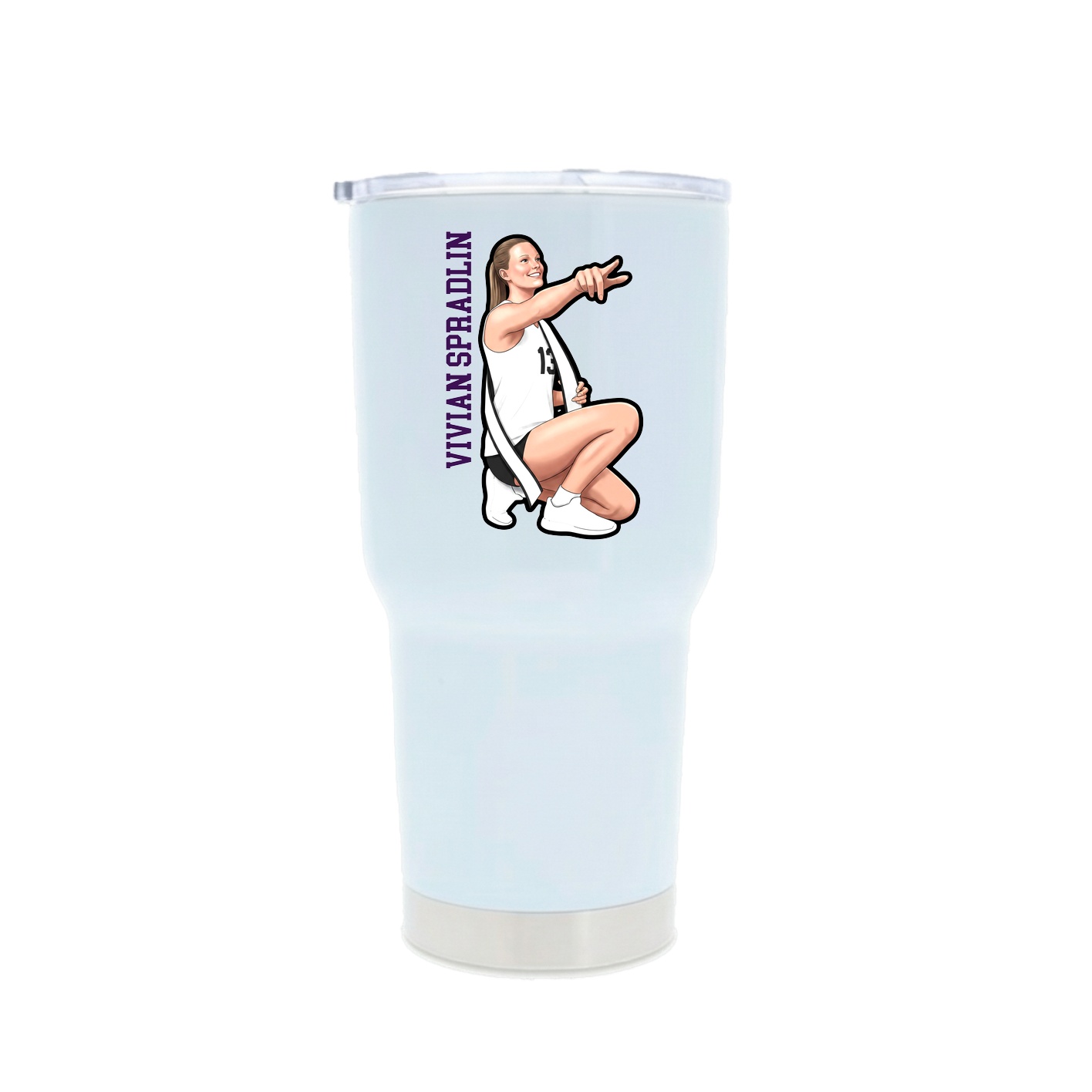 30oz Stainless Steel Tumbler — Name Vertical in White