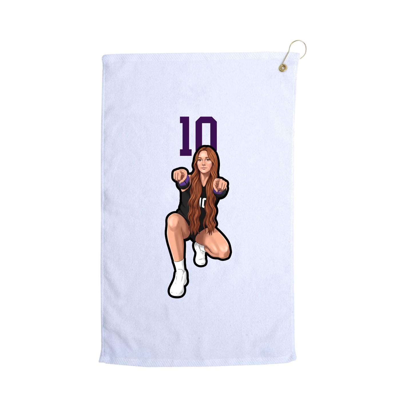 Golf Towel — Number Top in White