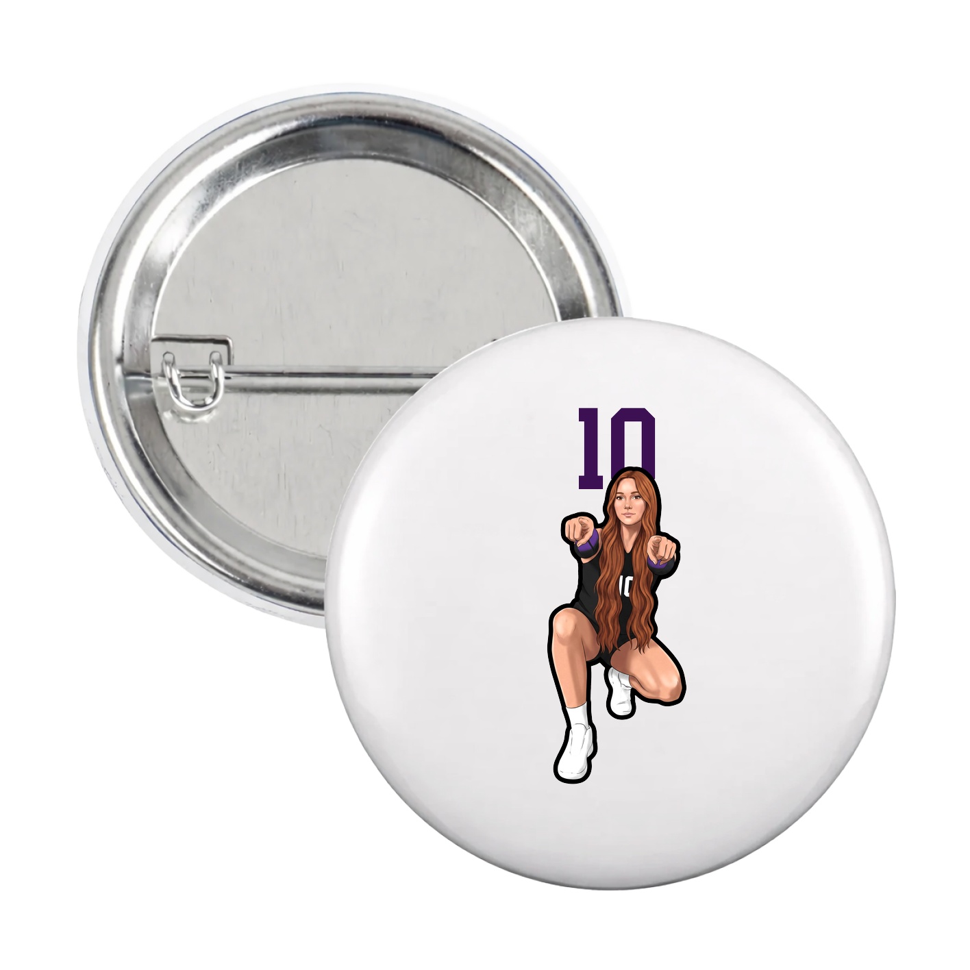Game Day Button — Number Top in White