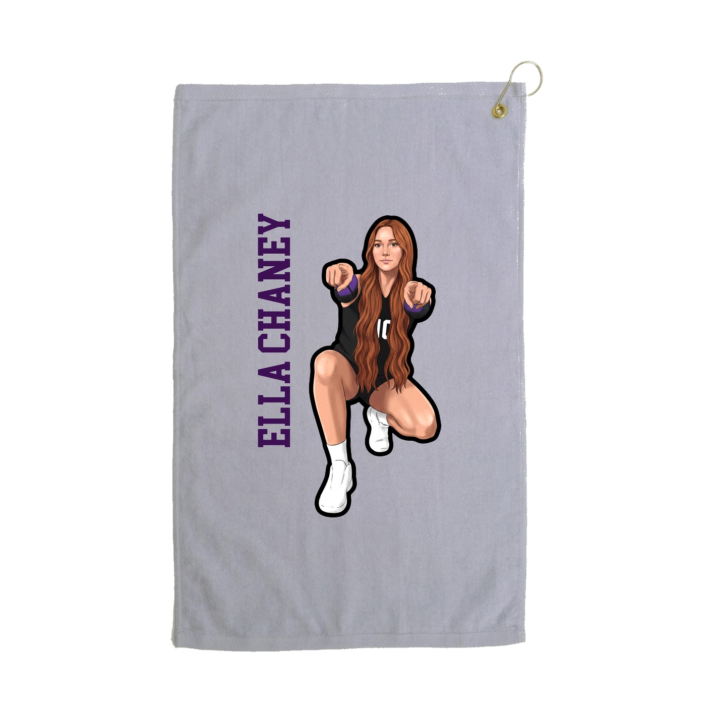 Golf Towel — Name Vertical in Grey