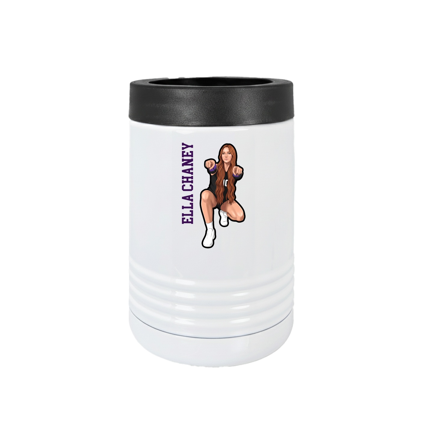 Beverage Holder — Name Vertical in White