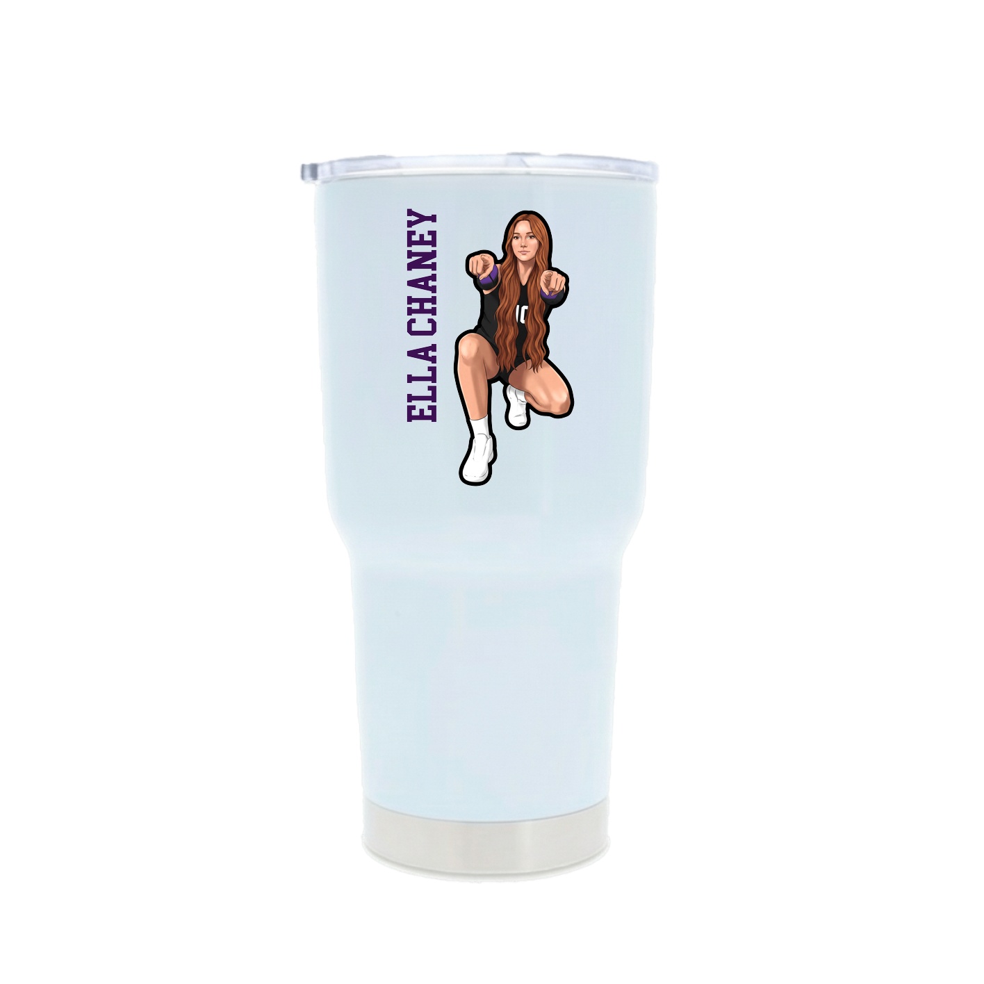 30oz Stainless Steel Tumbler — Name Vertical in White