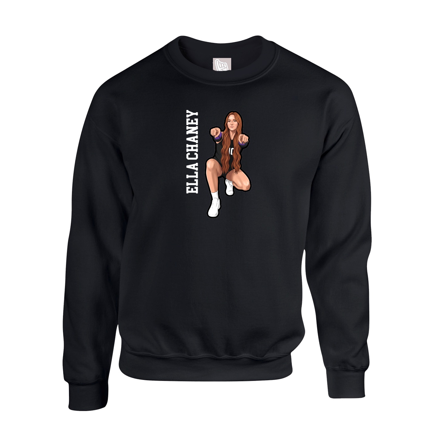 Fleece Crew — Name Vertical in Black