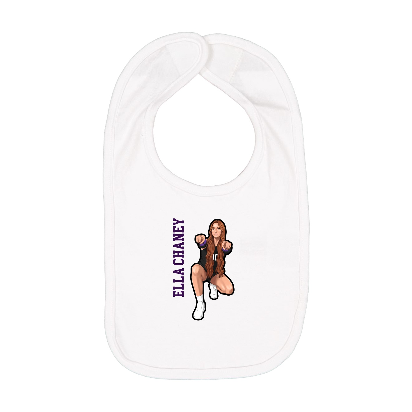 Infant Bib — Name Vertical in White