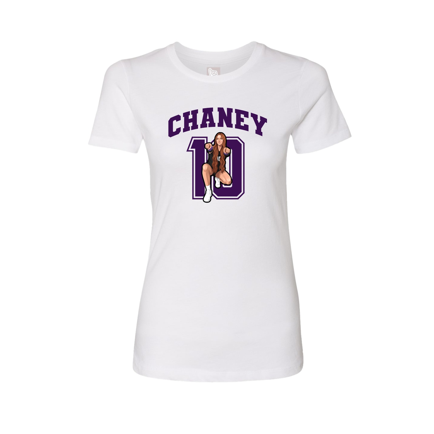 Fitted Women's Tee — Number in White