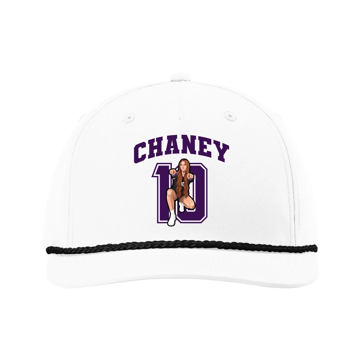 Five-Panel Classic Rope Cap — Number in White