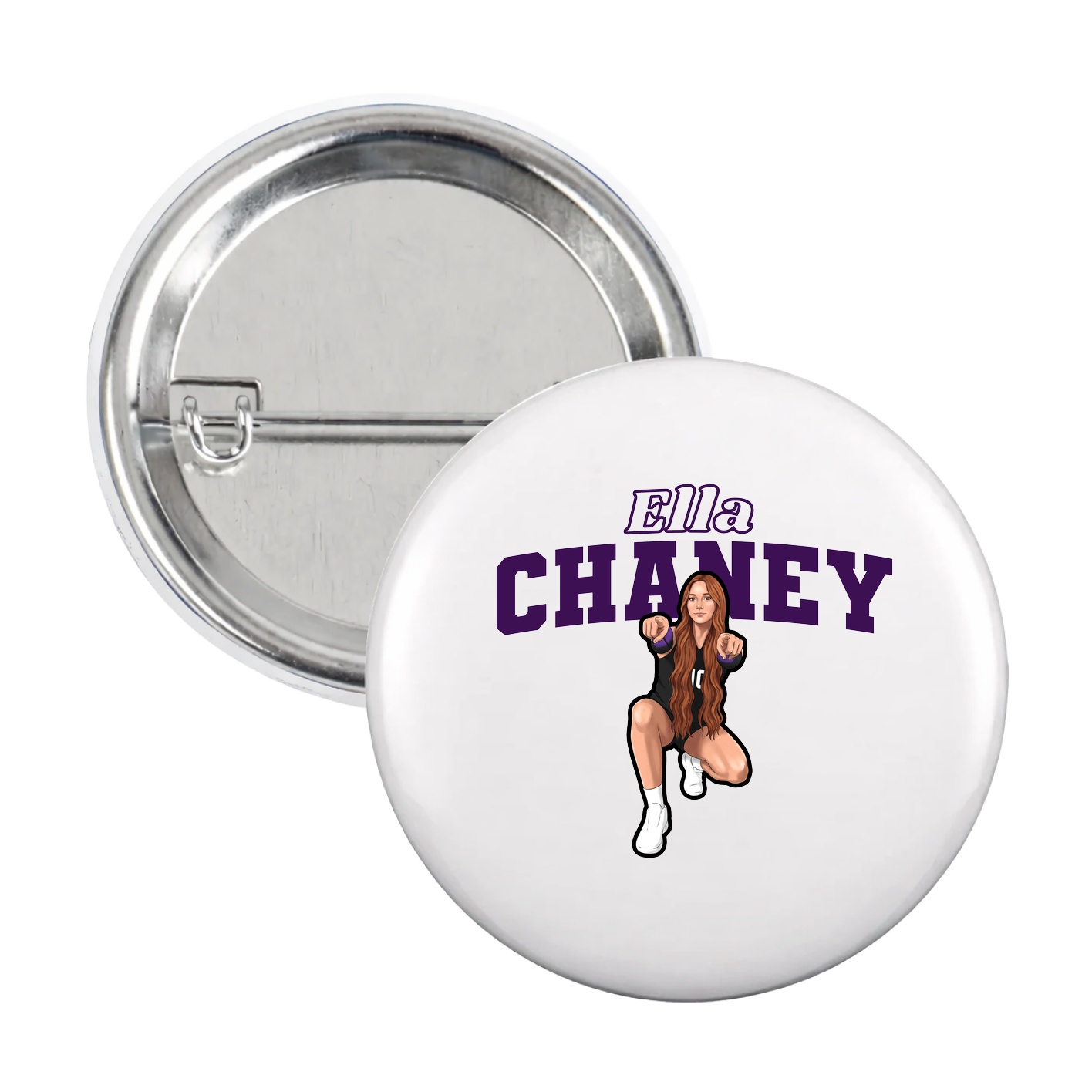 Game Day Button — Name Arch in White