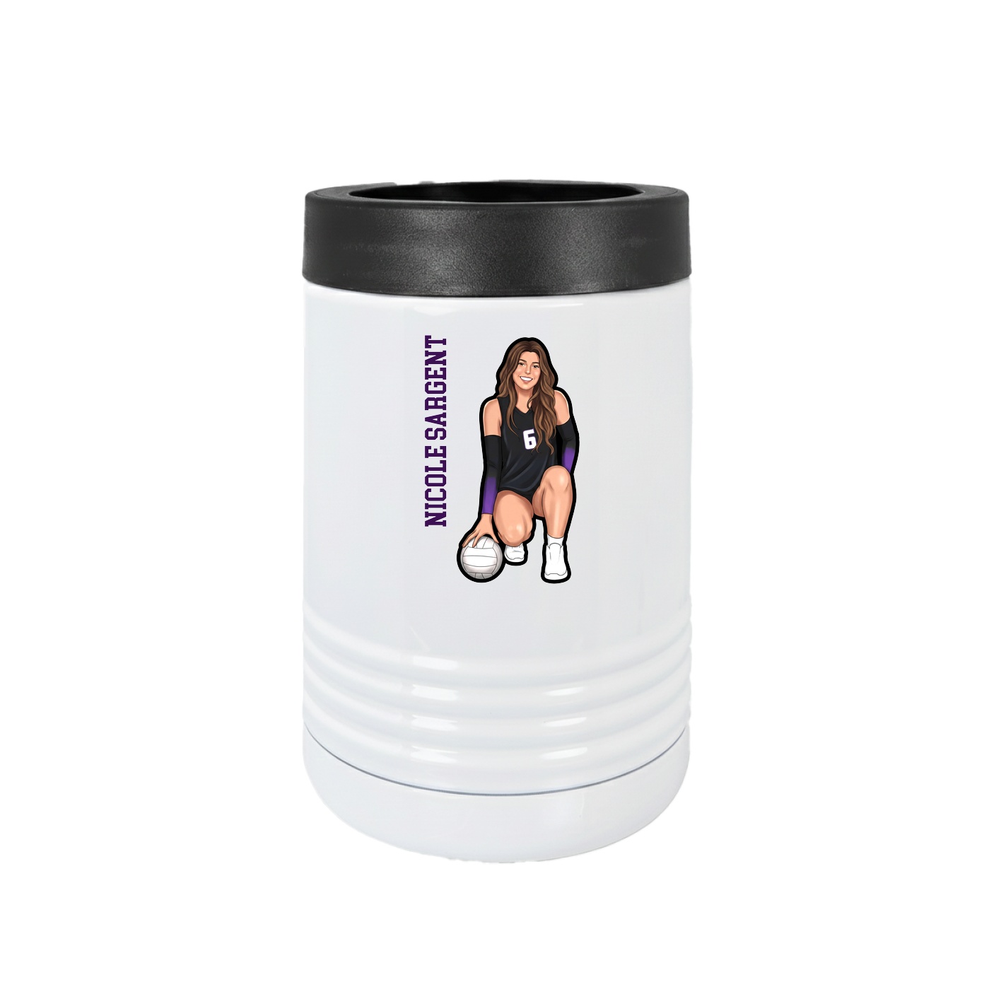Beverage Holder — Name Vertical in White
