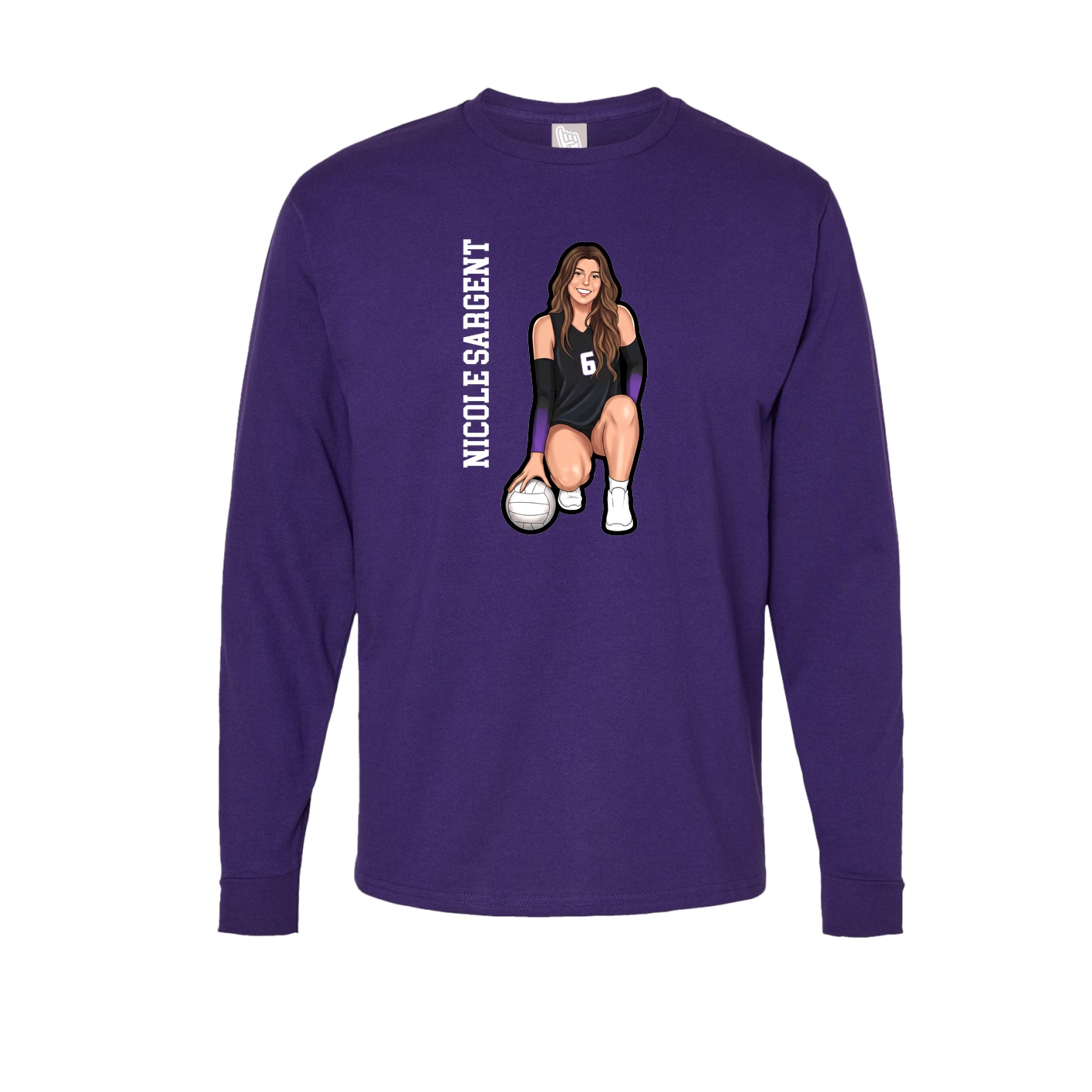 Long Sleeve Tee — Name Vertical in Purple