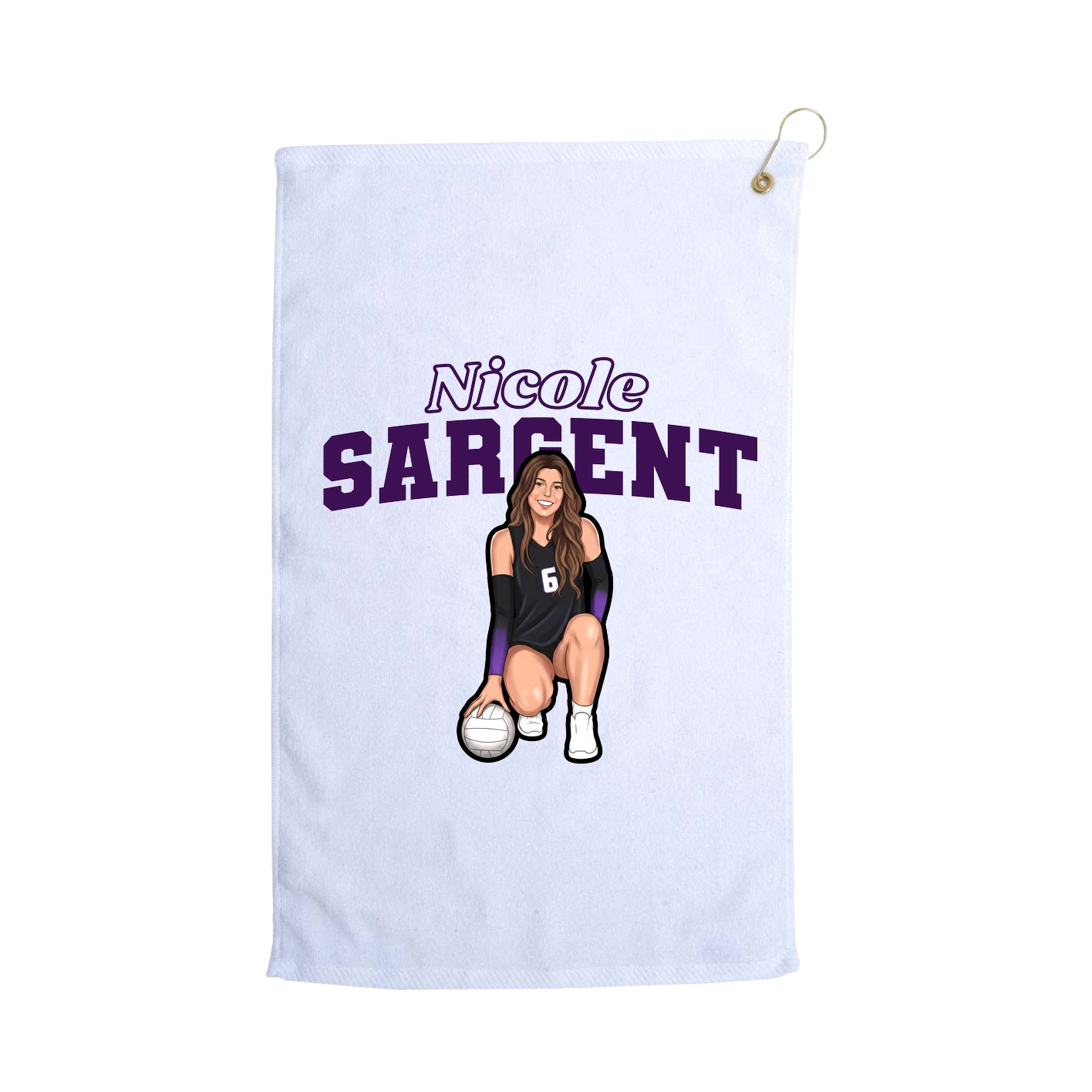 Golf Towel — Name Arch in White
