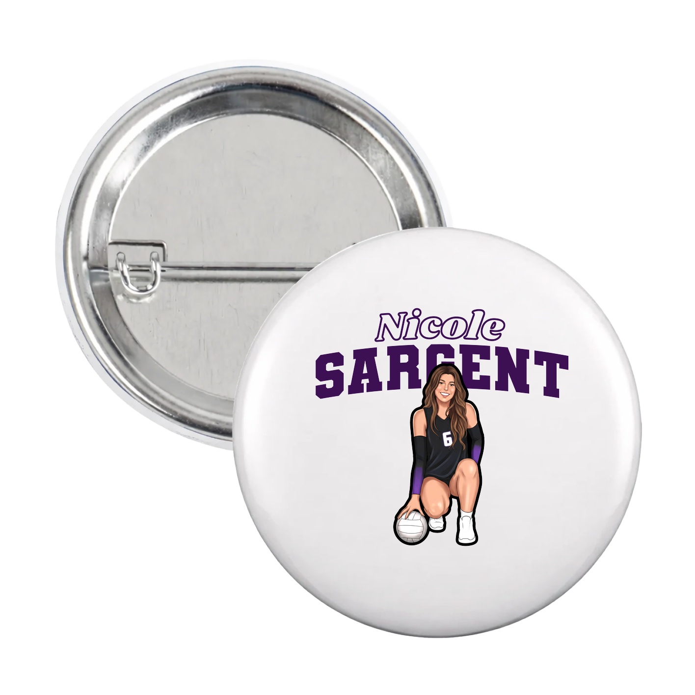 Game Day Button — Name Arch in White