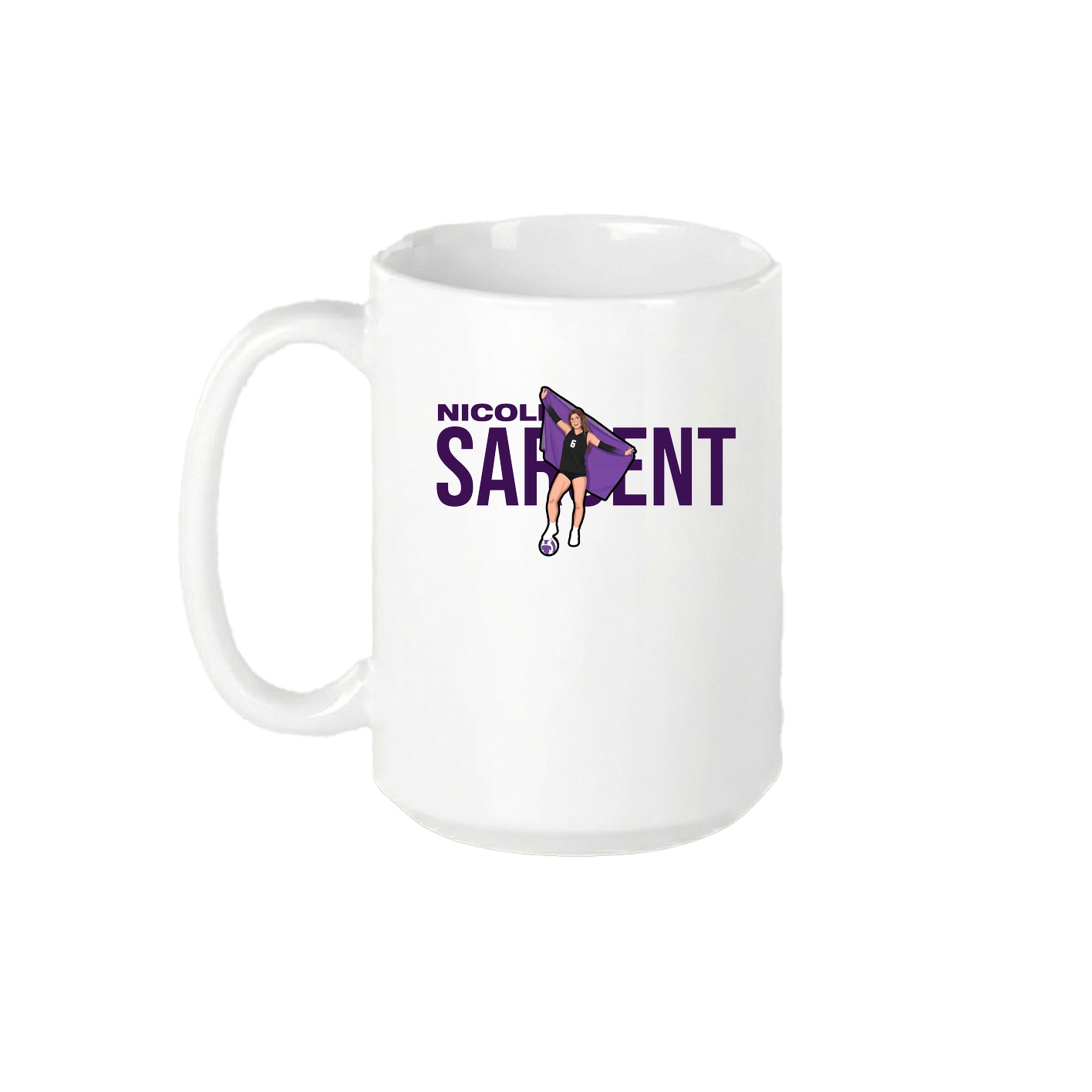 15oz Coffee Mug — Player Name in White