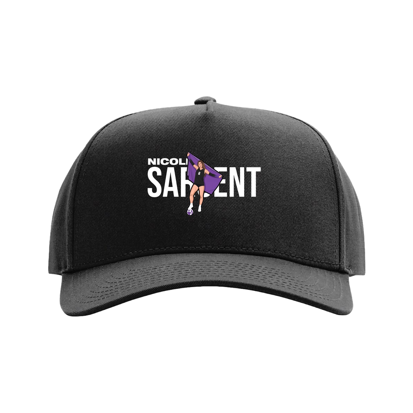 Full Fabric Five-Panel Champ Cap — Player Name in Black