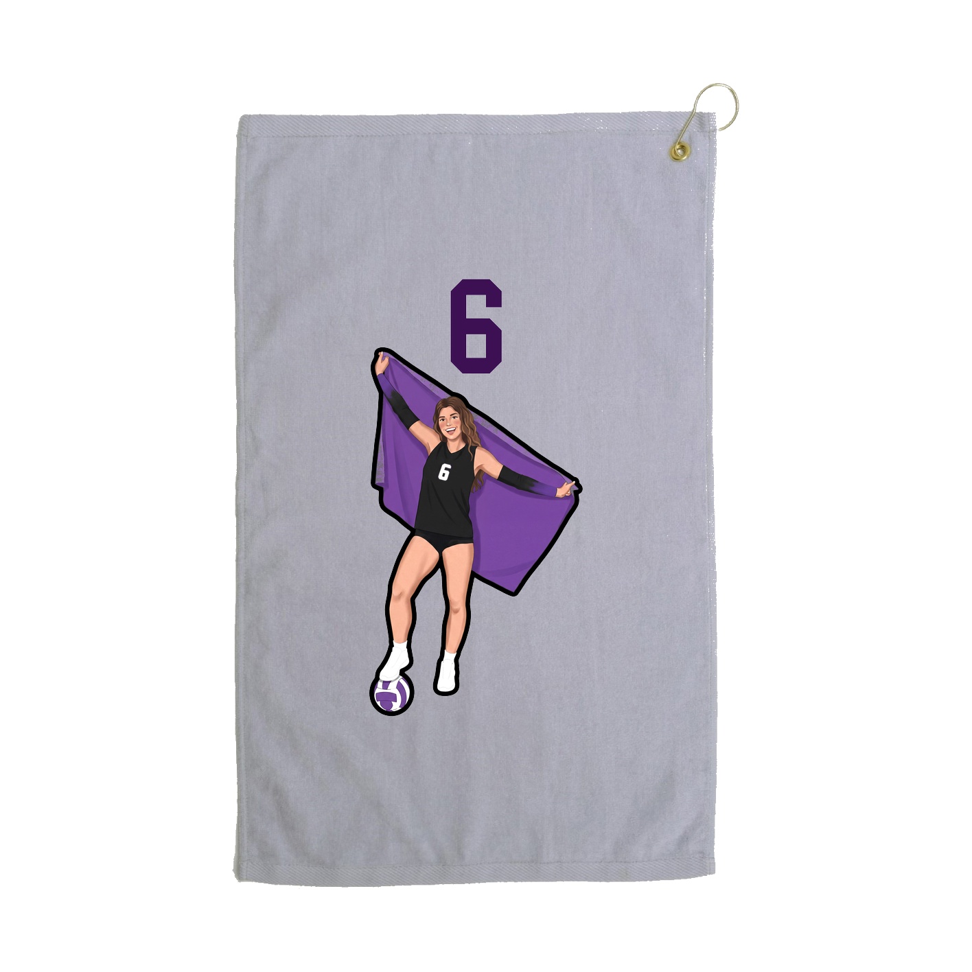 Golf Towel — Number Top in Grey