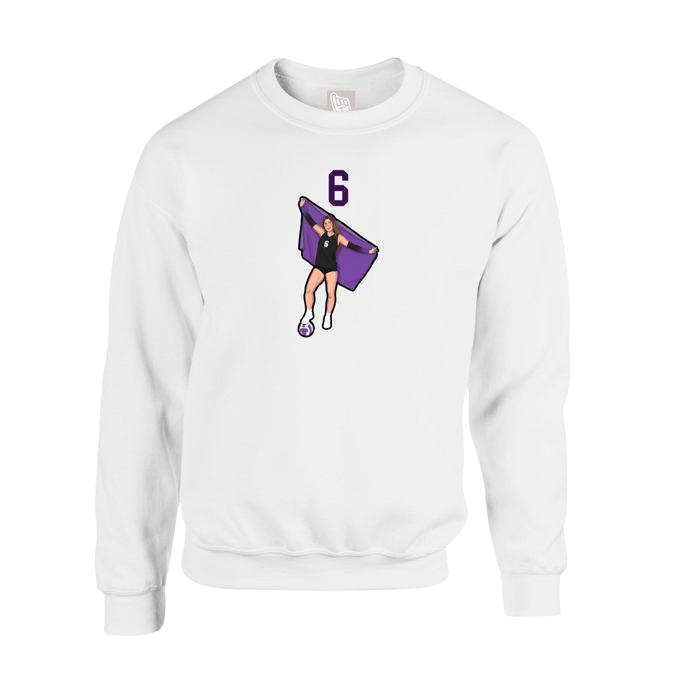 Fleece Crew — Number Top in White