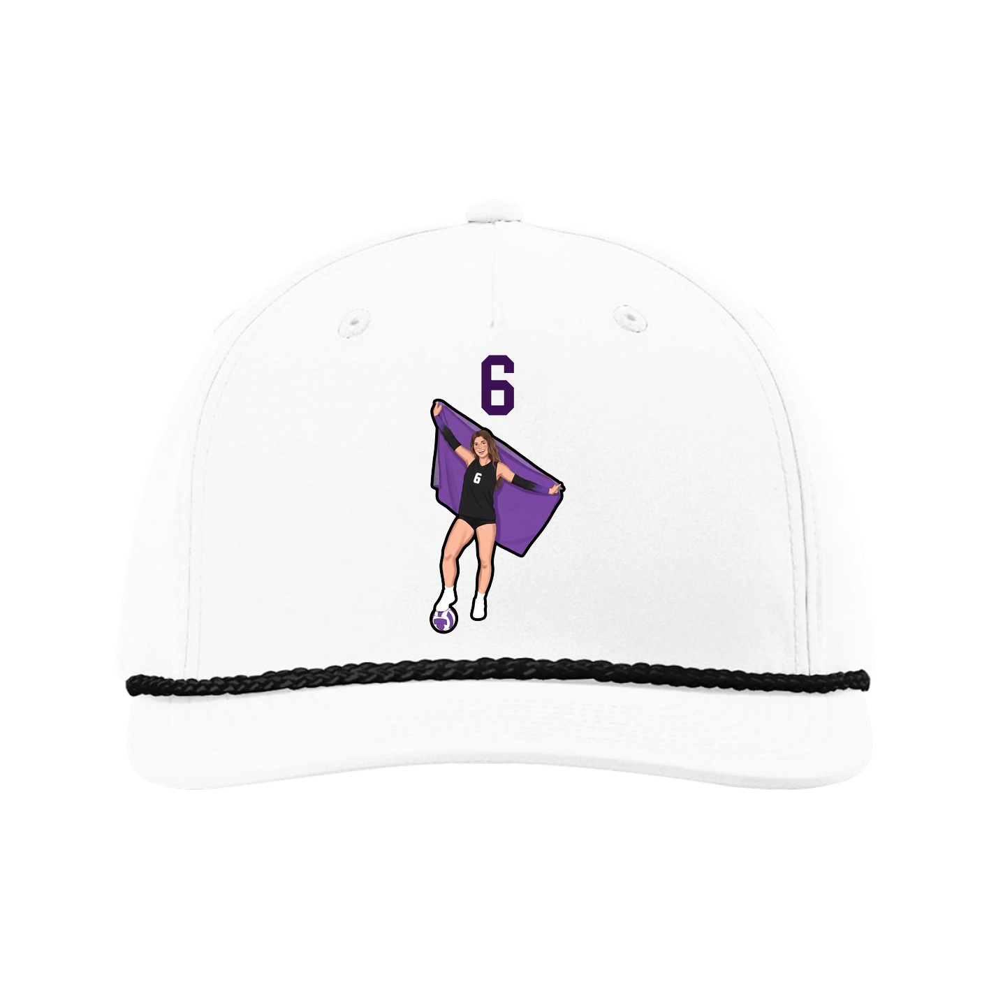 Five-Panel Classic Rope Cap — Number Top in White