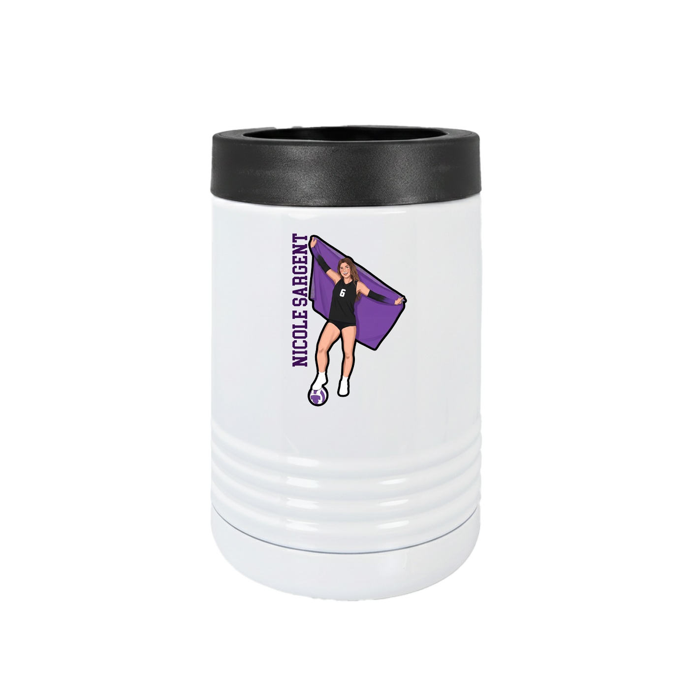 Beverage Holder — Name Vertical in White