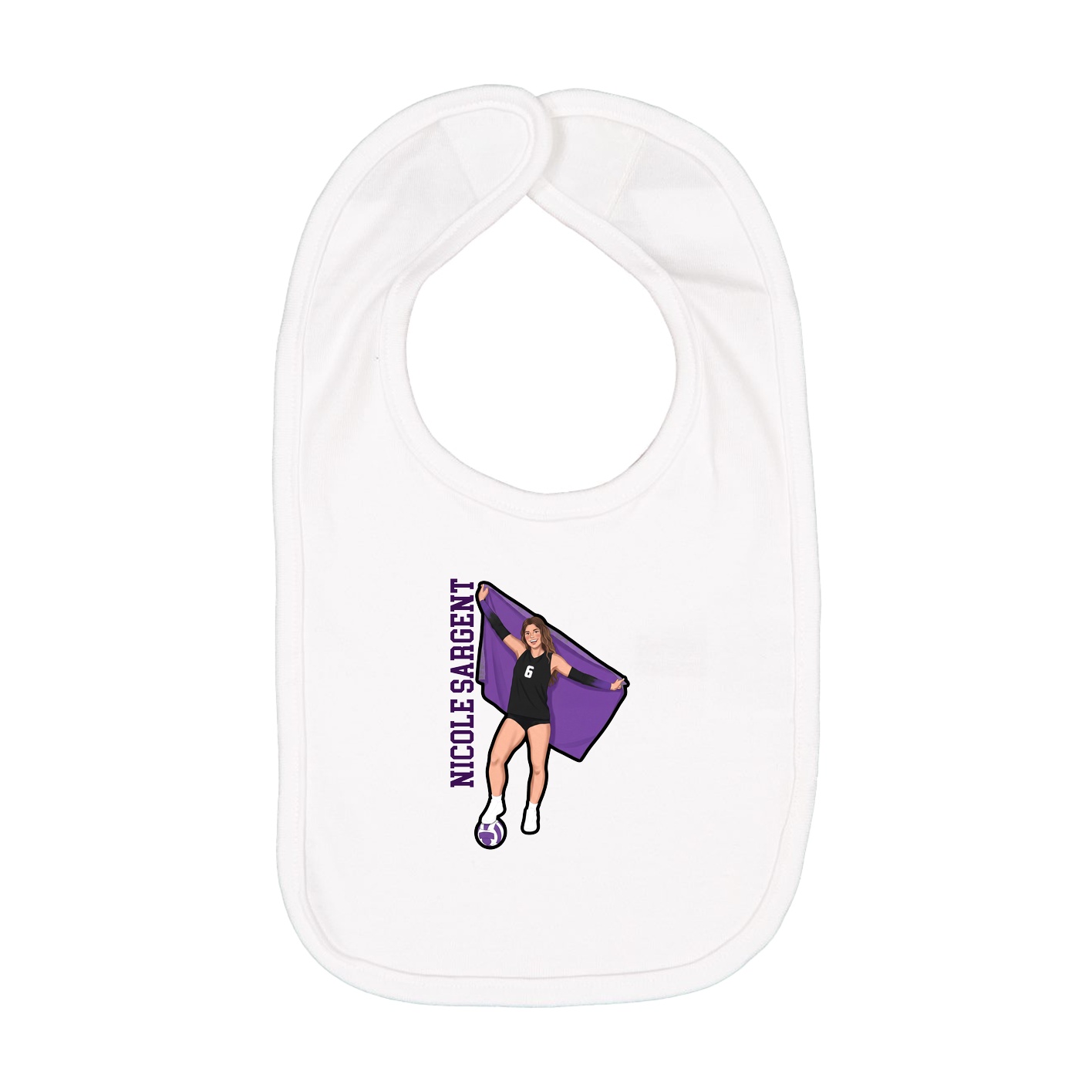 Infant Bib — Name Vertical in White