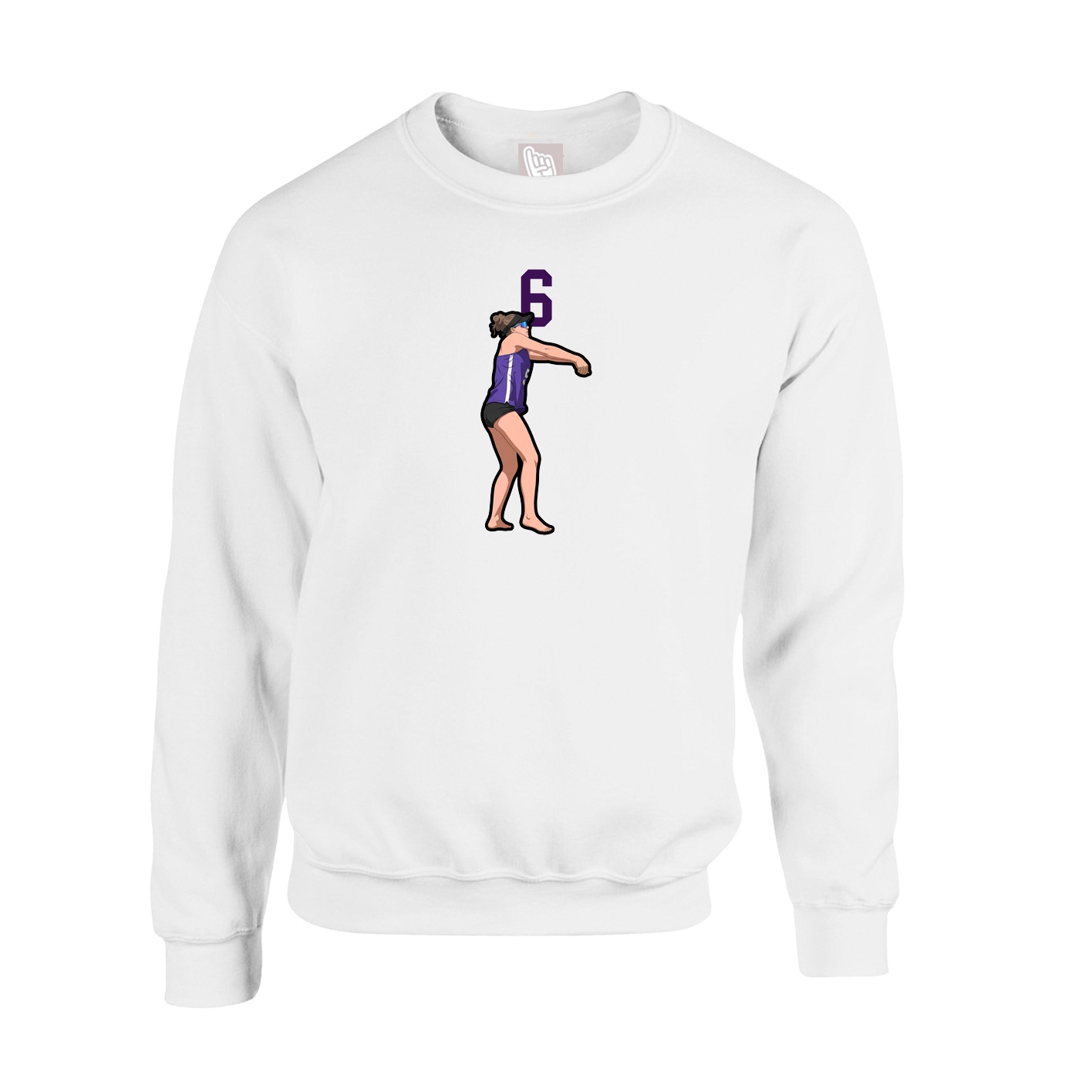 Fleece Crew — Number Top in White