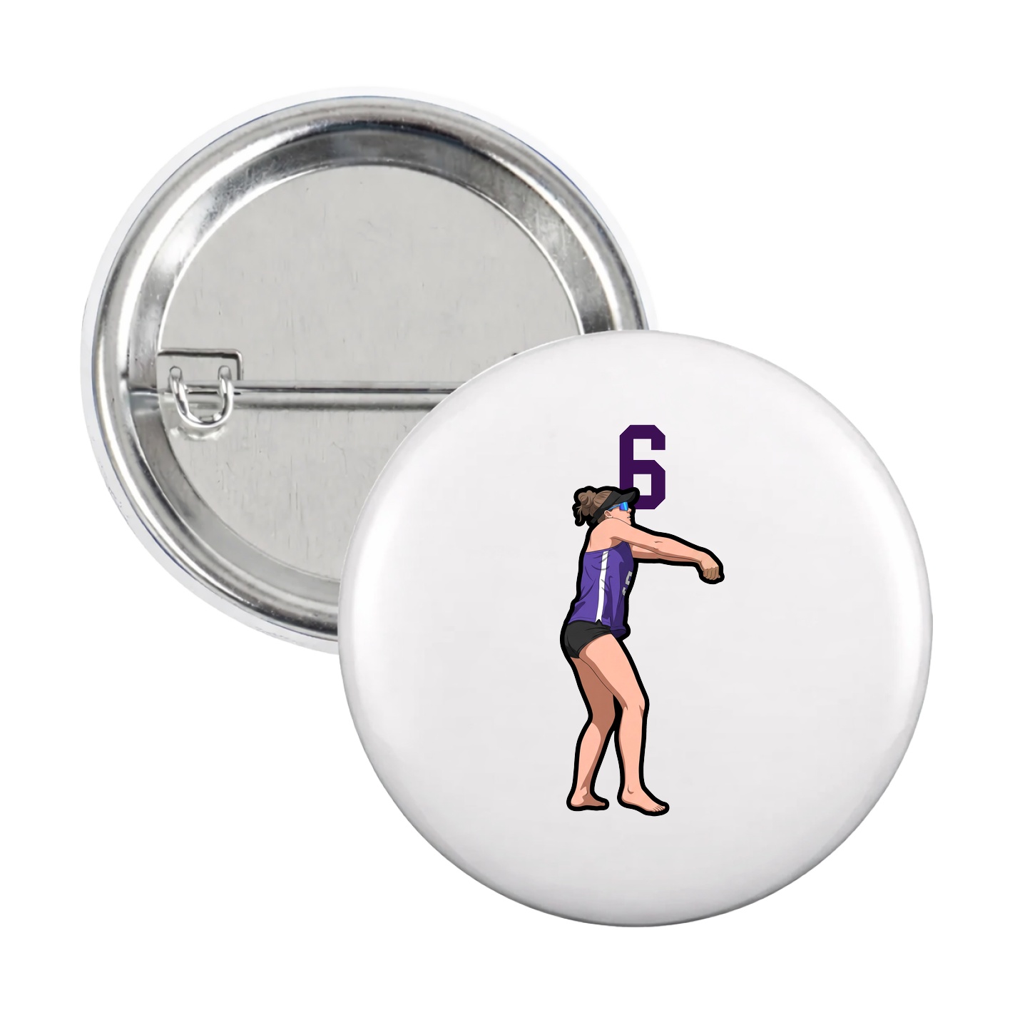 Game Day Button — Number Top in White