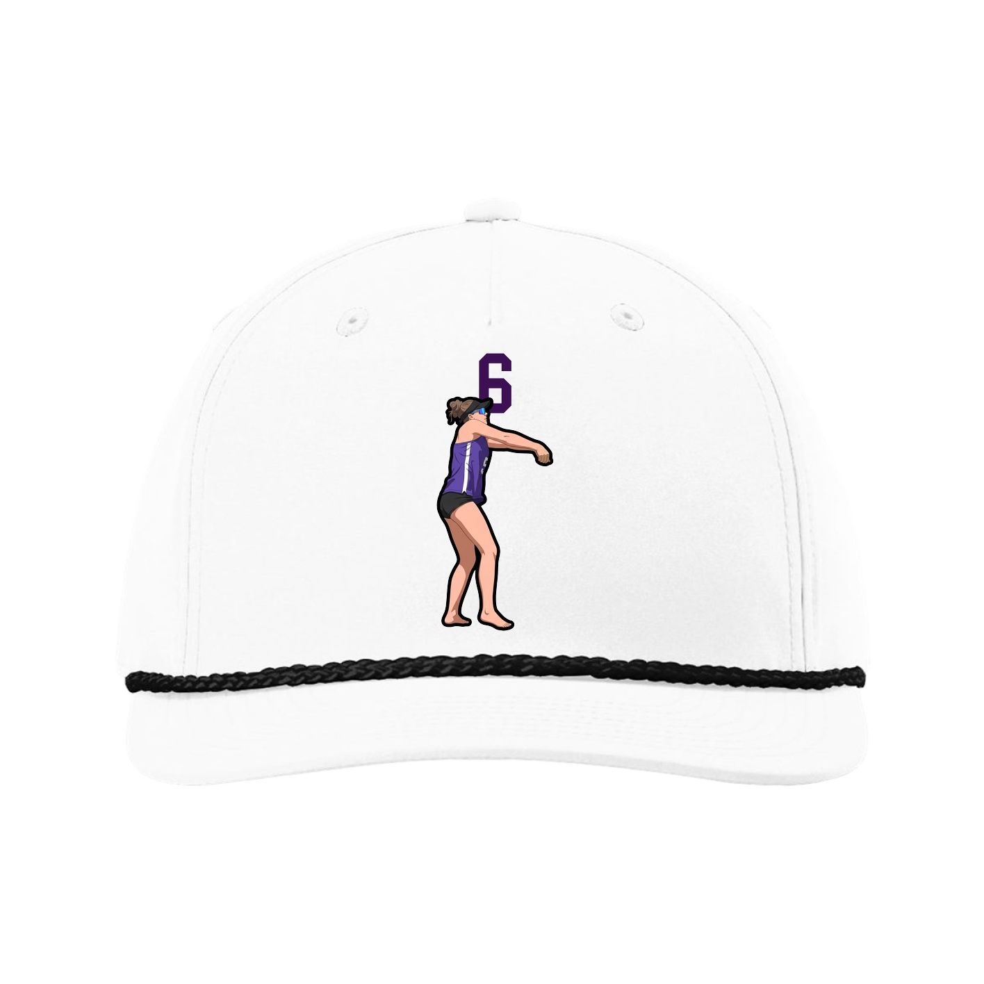 Five-Panel Classic Rope Cap — Number Top in White