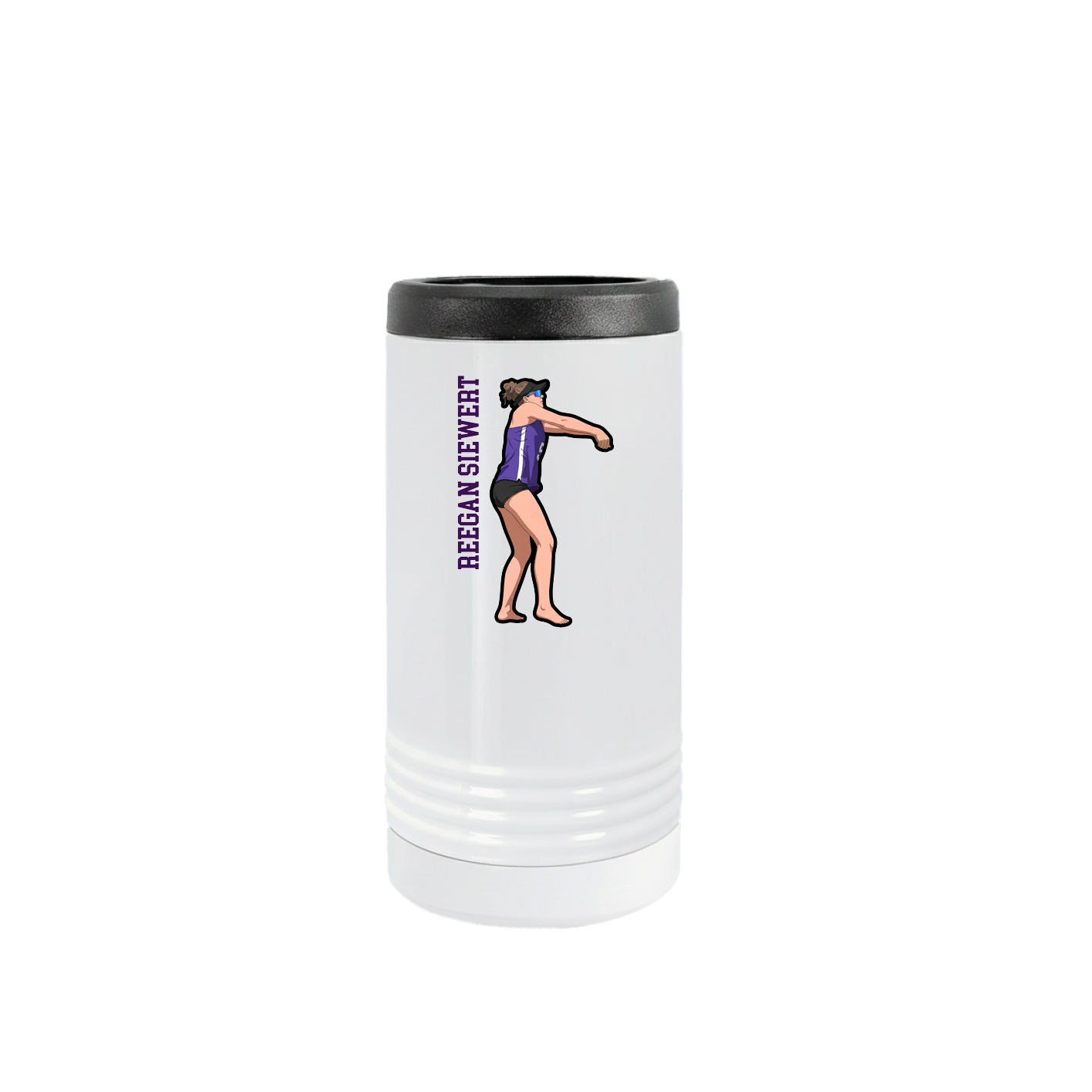 Slim Beverage Holder — Name Vertical in White