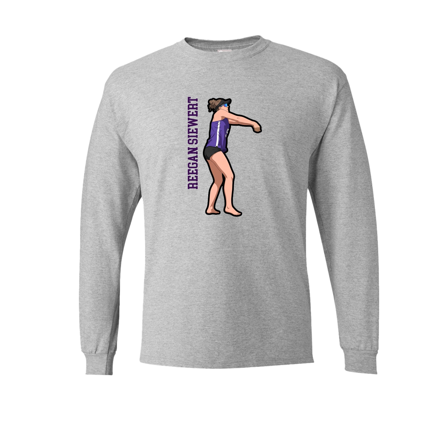 Long Sleeve Tee — Name Vertical in Grey