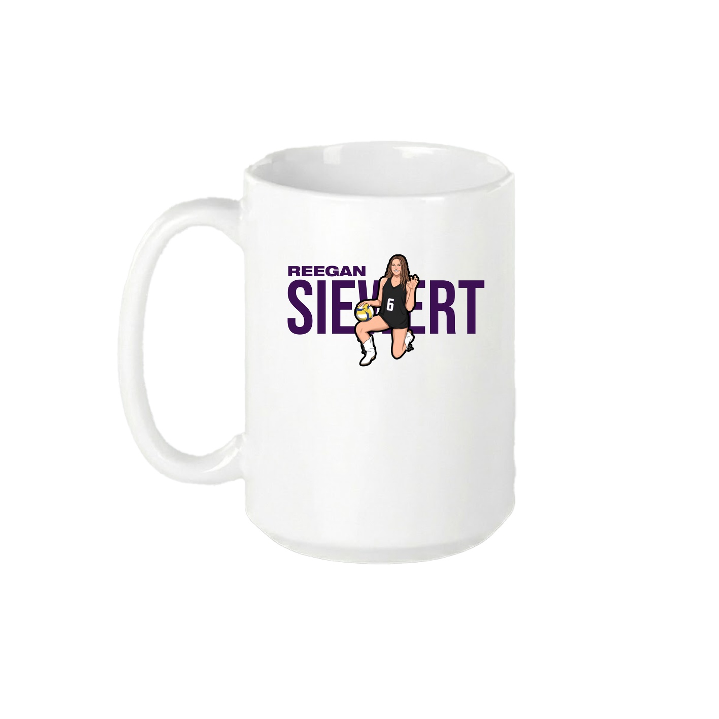15oz Coffee Mug — Player Name in White