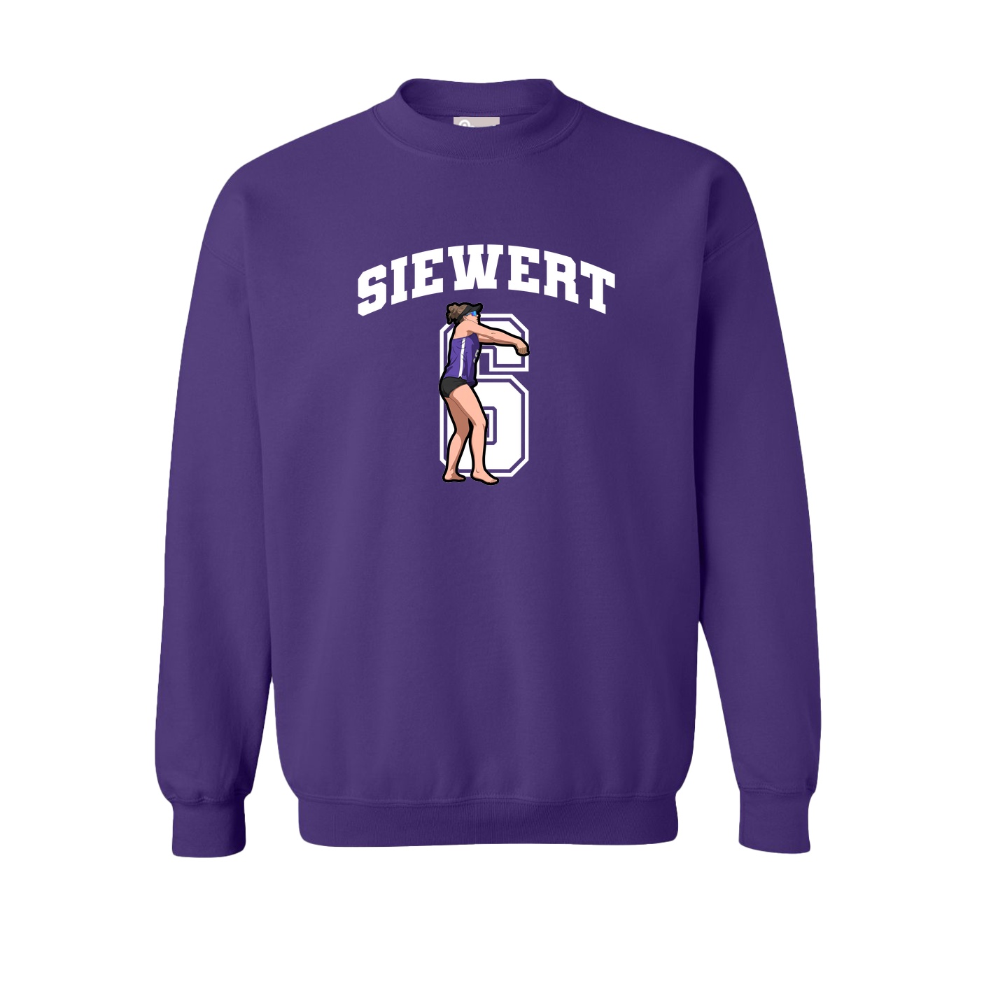 Fleece Crew — Number in Purple