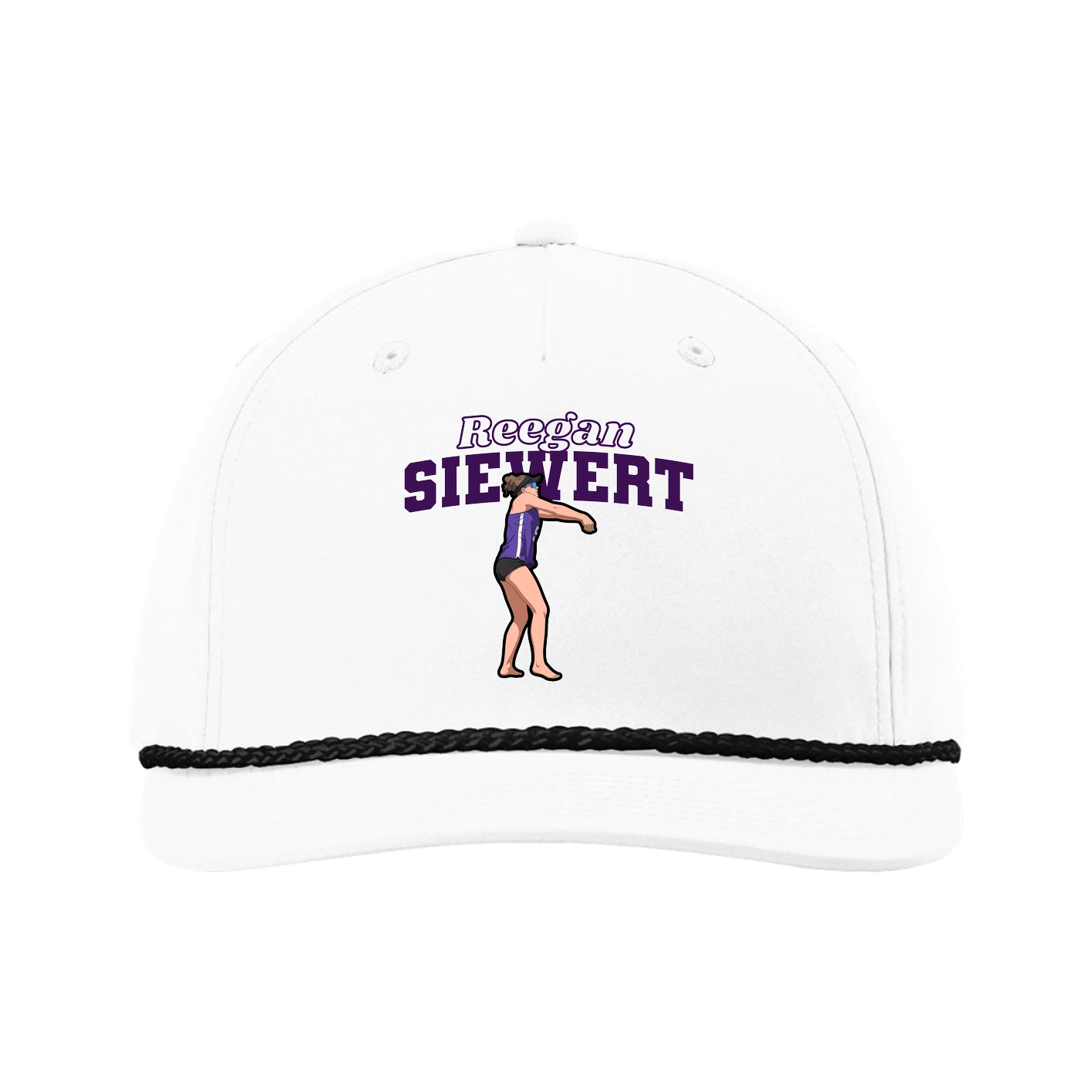 Five-Panel Classic Rope Cap — Name Arch in White