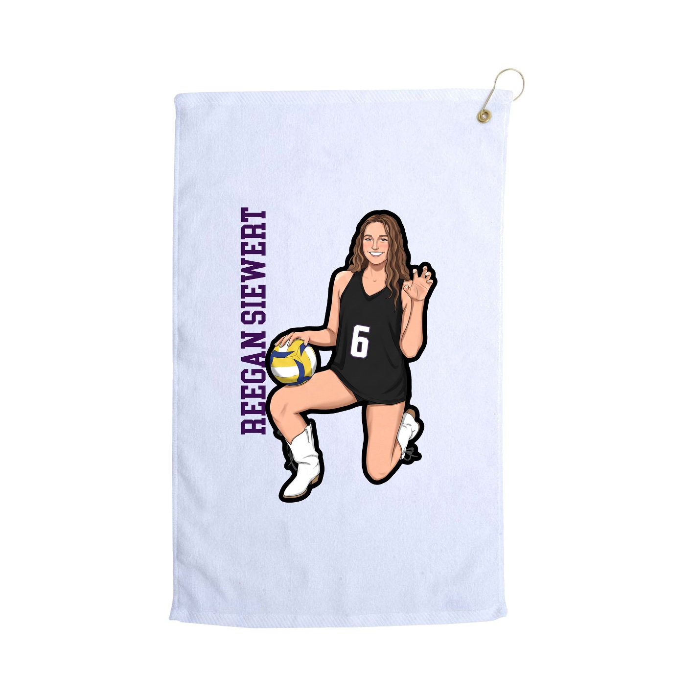 Golf Towel — Name Vertical in White