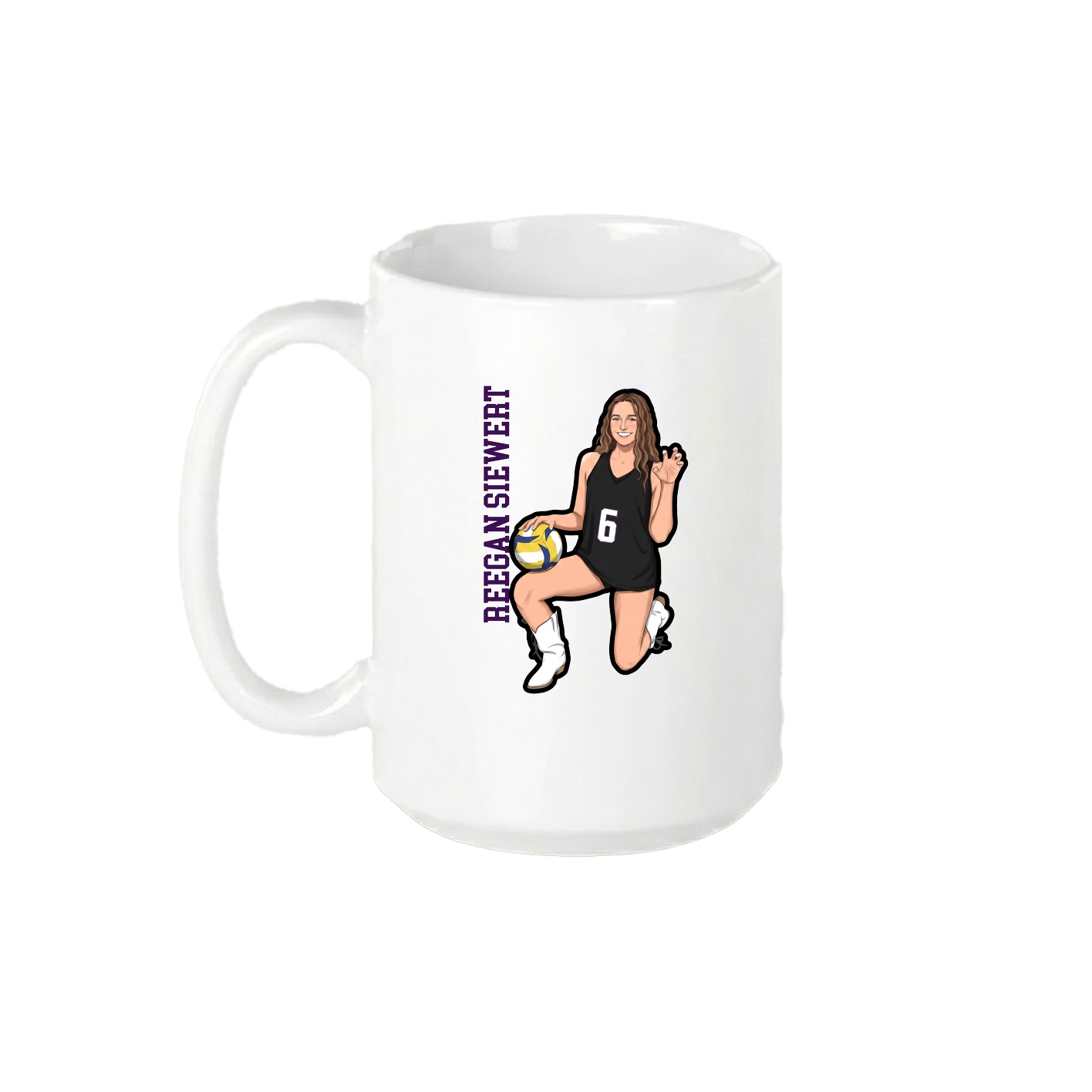 15oz Coffee Mug — Name Vertical in White