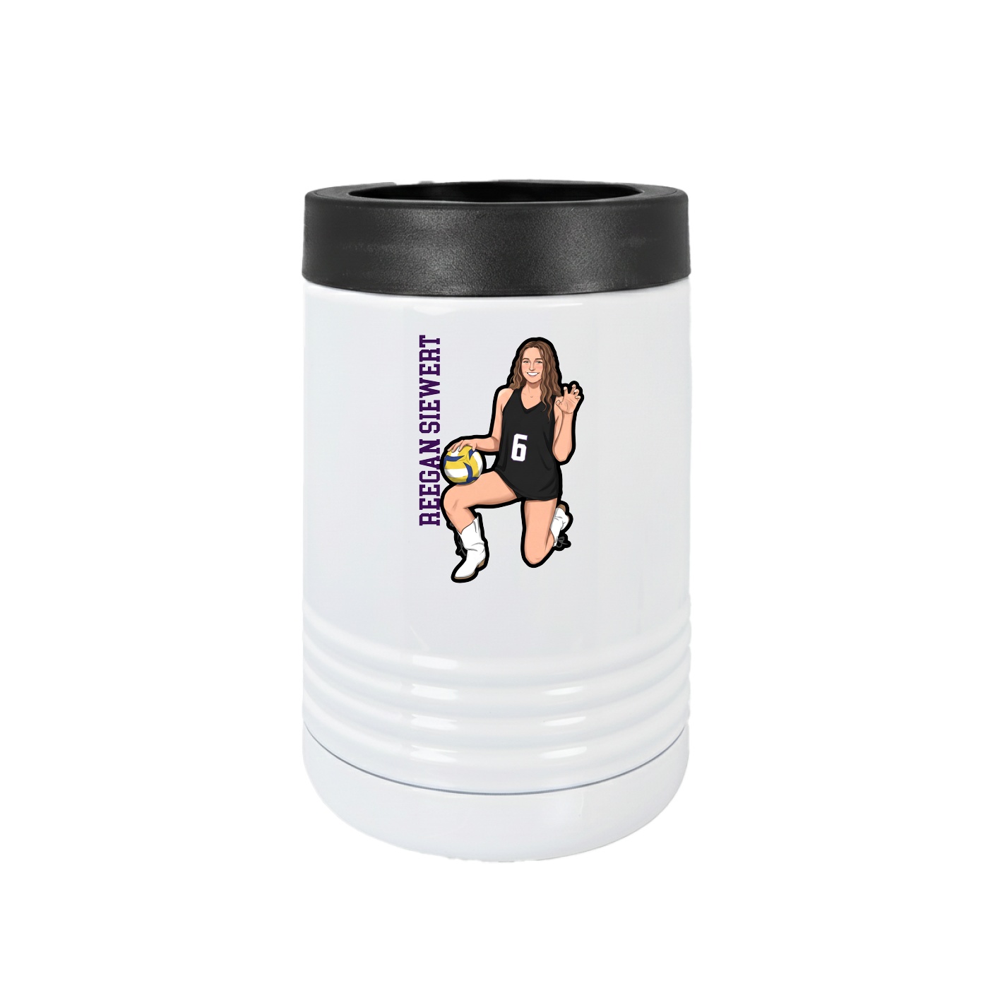 Beverage Holder — Name Vertical in White