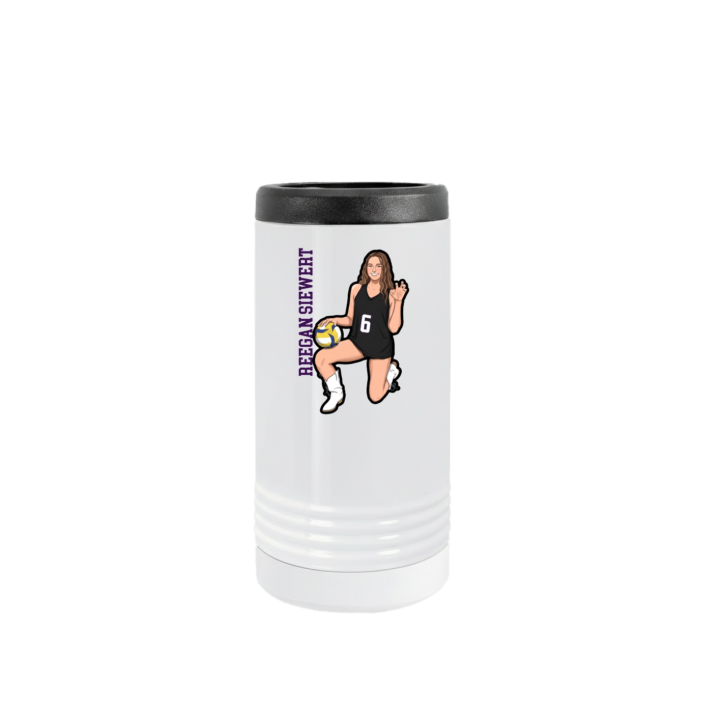 Slim Beverage Holder — Name Vertical in White