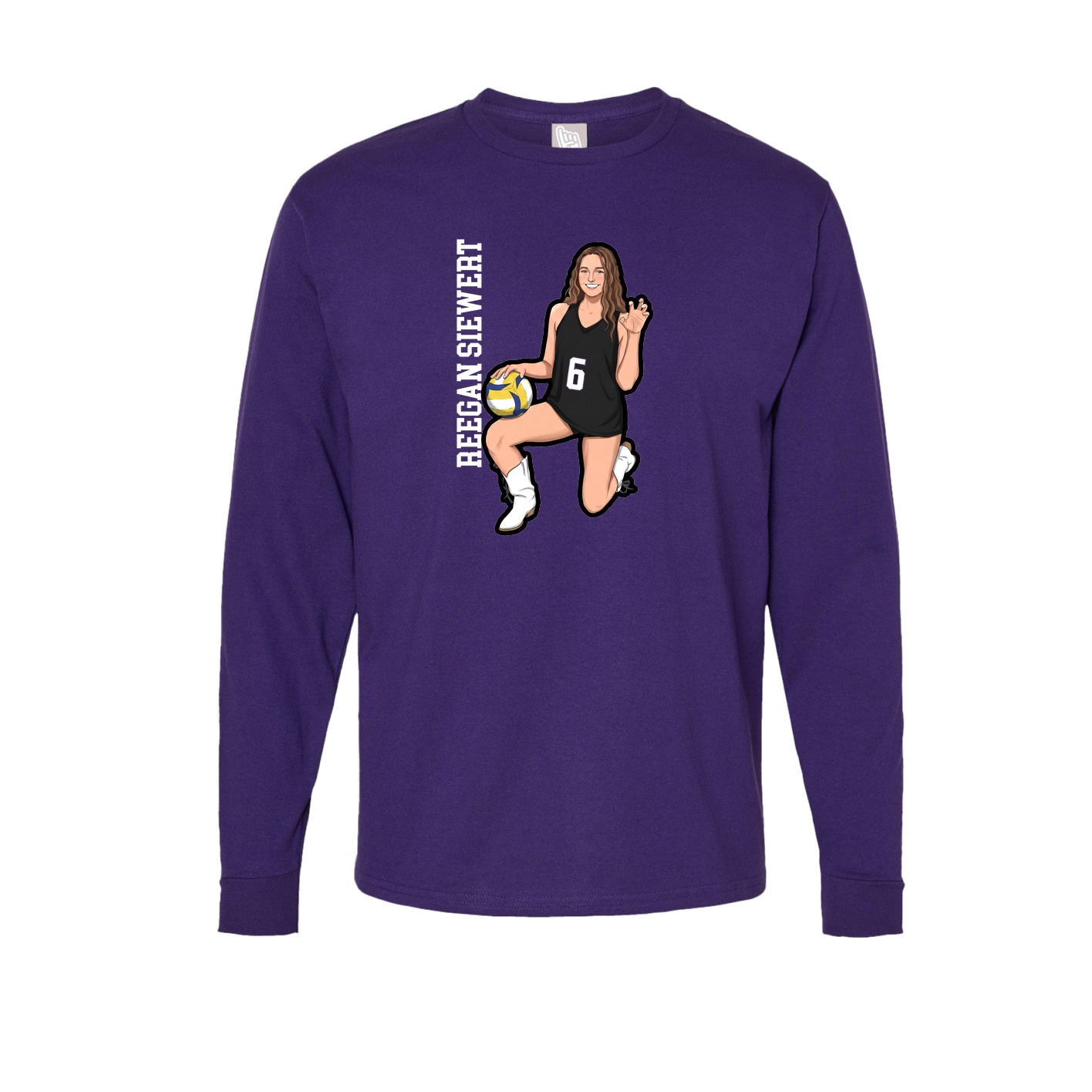 Long Sleeve Tee — Name Vertical in Purple