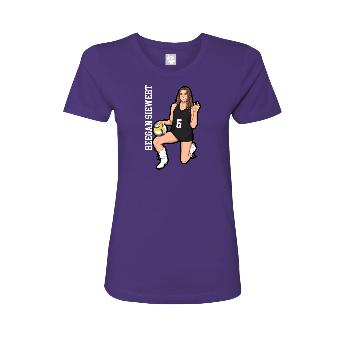Fitted Women's Tee — Name Vertical in Purple