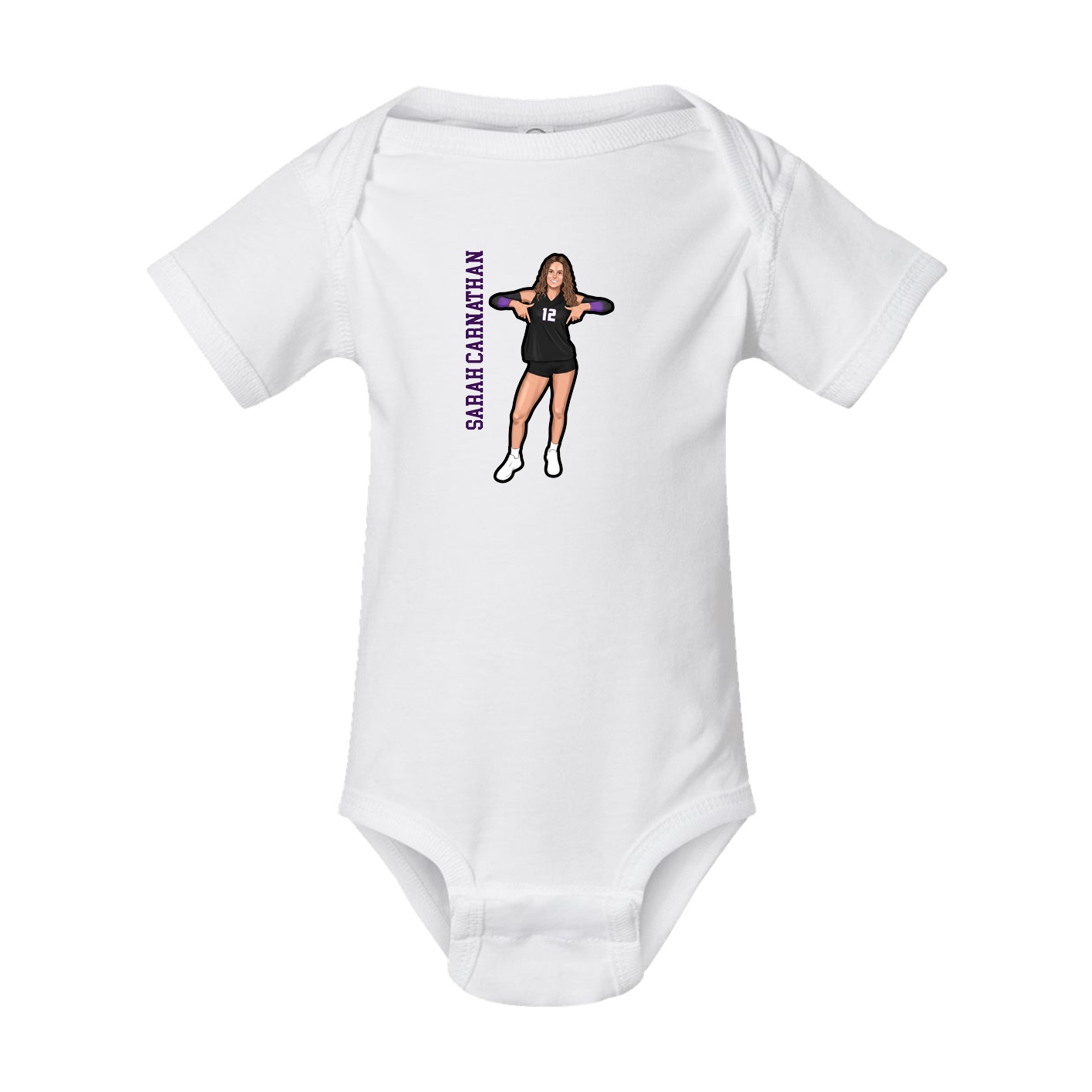 Baby Onesie — Name Vertical in White