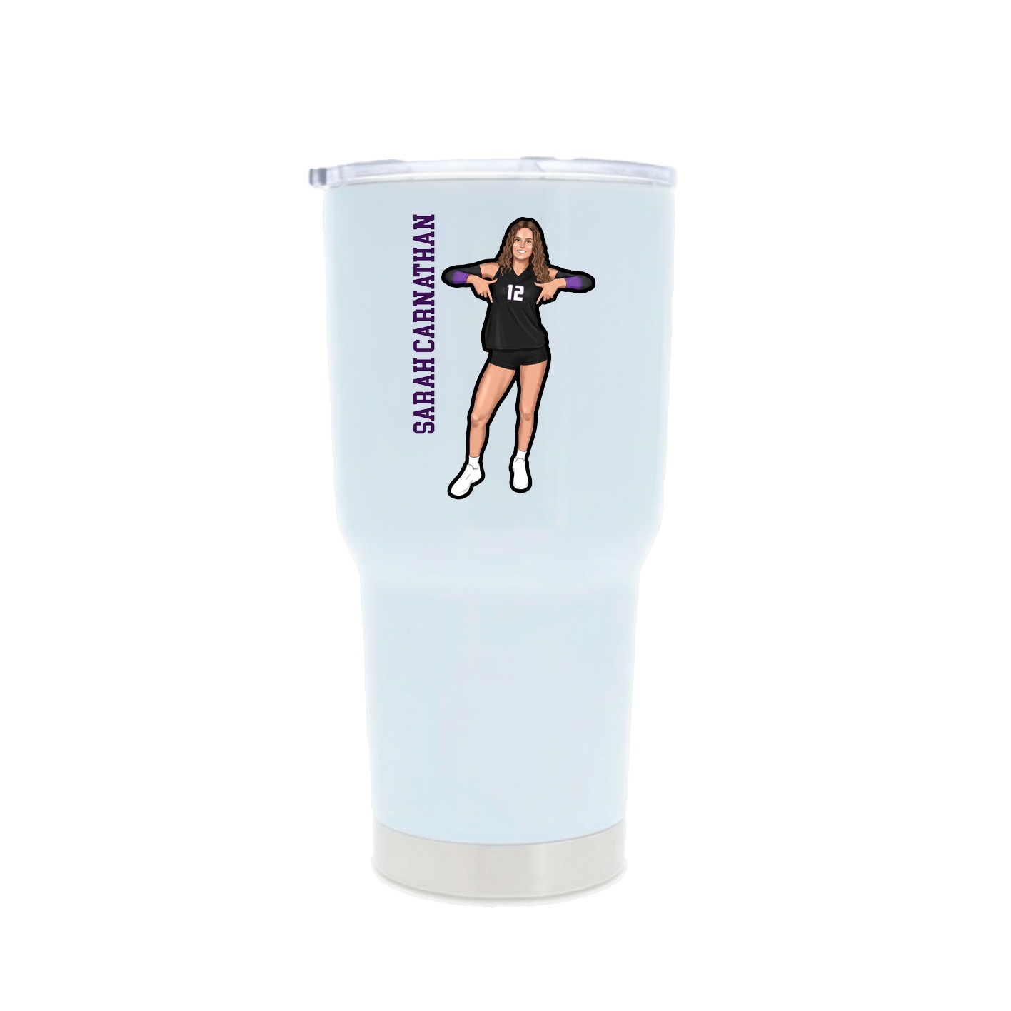 30oz Stainless Steel Tumbler — Name Vertical in White