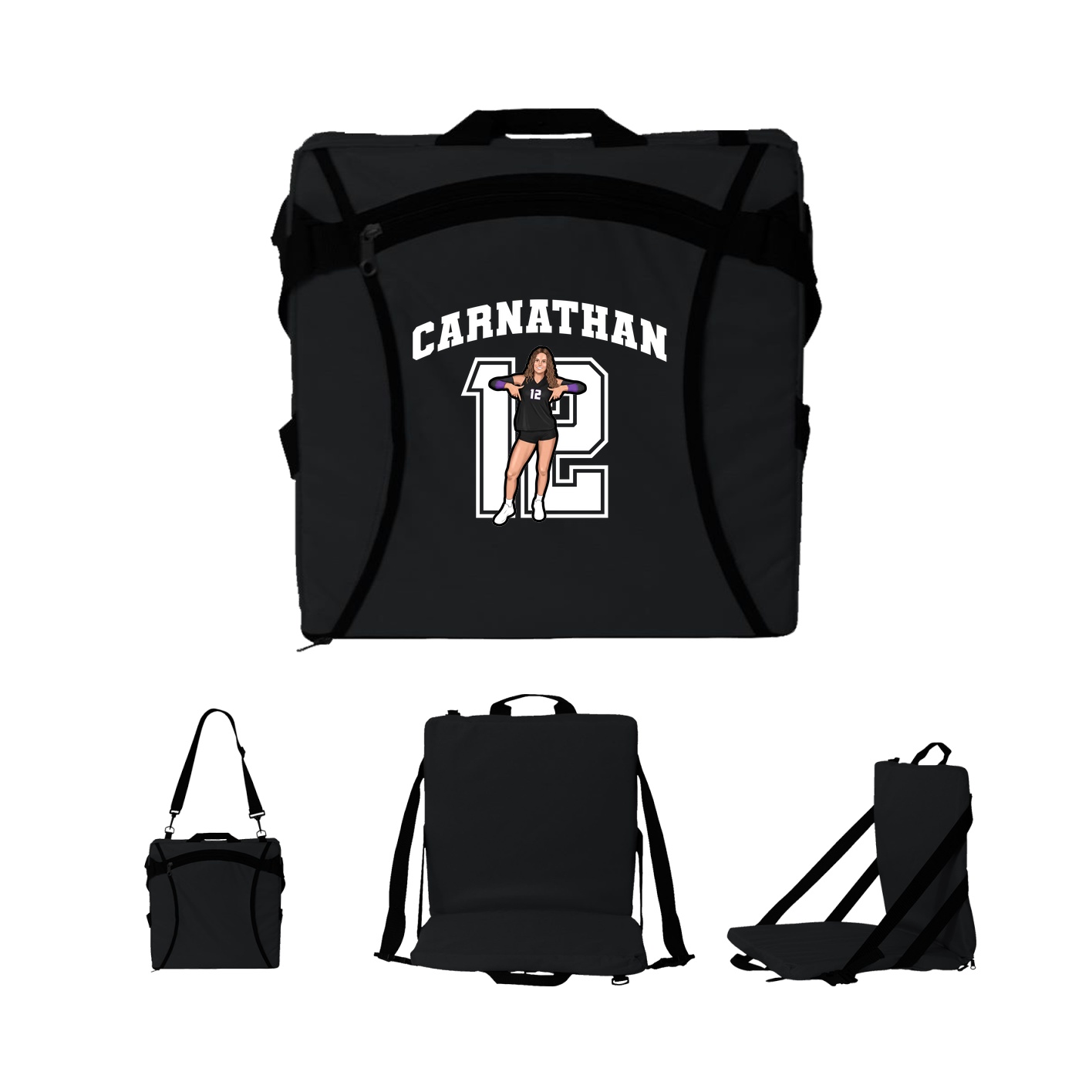 Folding Stadium Seat — Number in Black